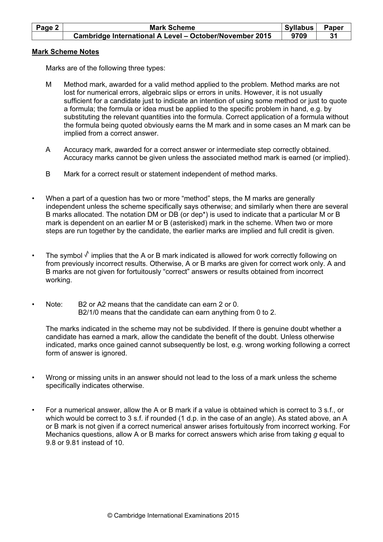 Mark scheme, page 2 of 6