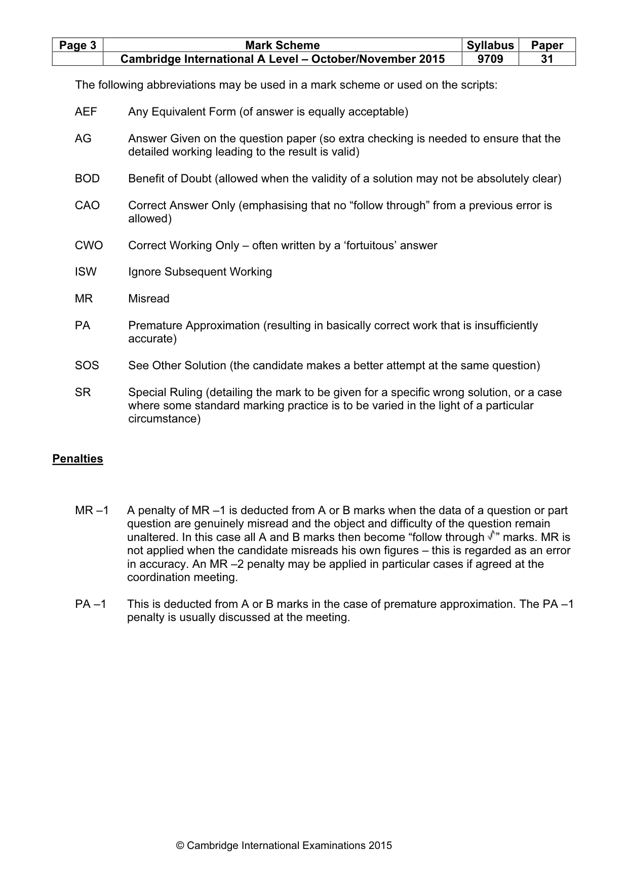 Mark scheme, page 3 of 6