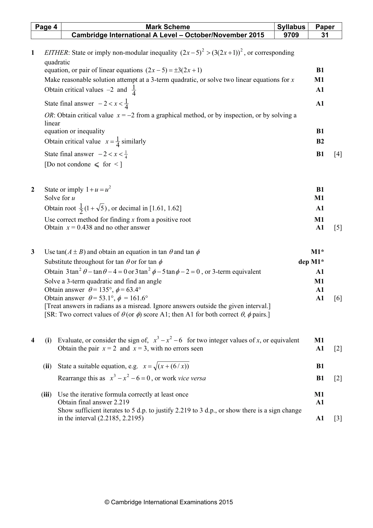 Mark scheme, page 4 of 6