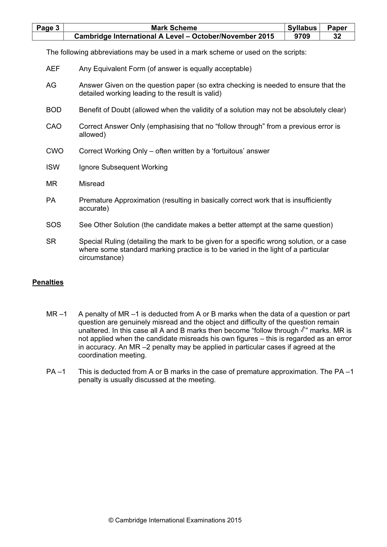 Mark scheme, page 3 of 6