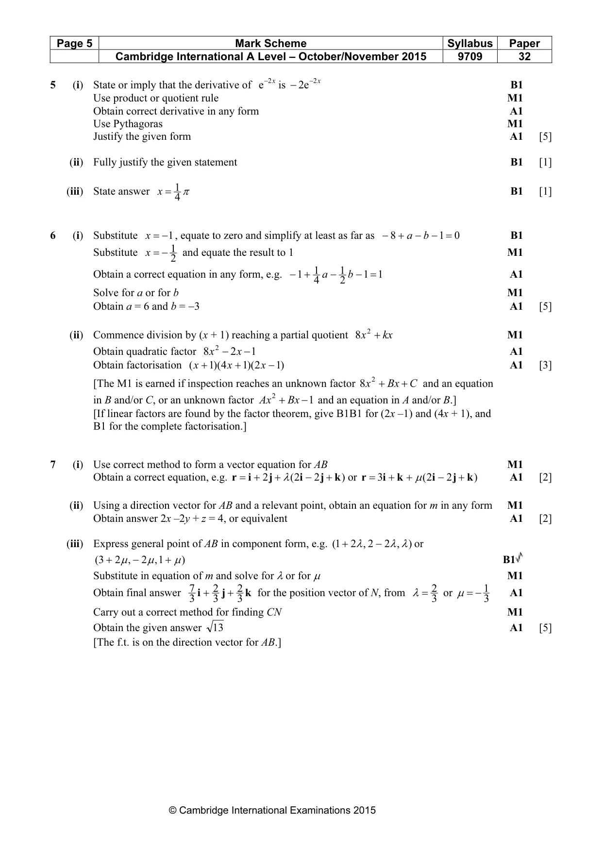 Mark scheme, page 5 of 6