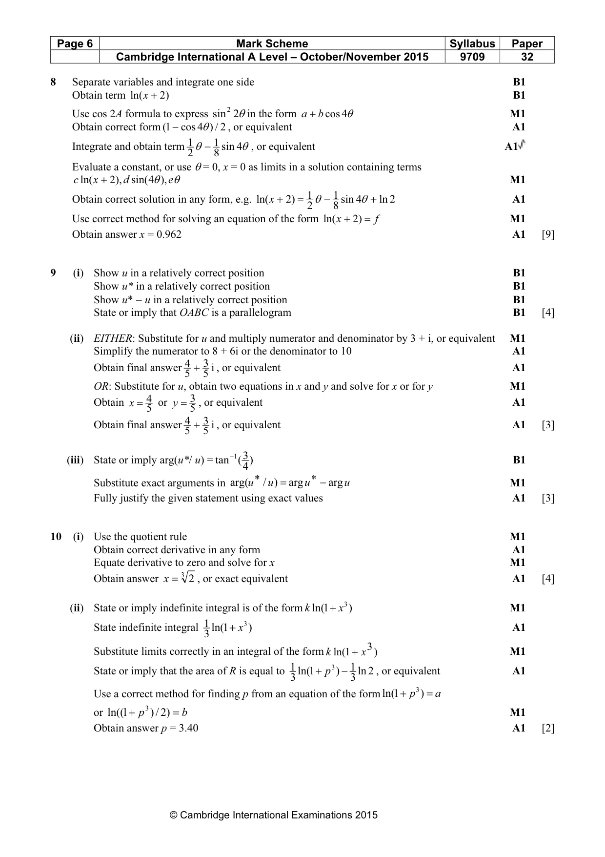 Mark scheme, page 6 of 6