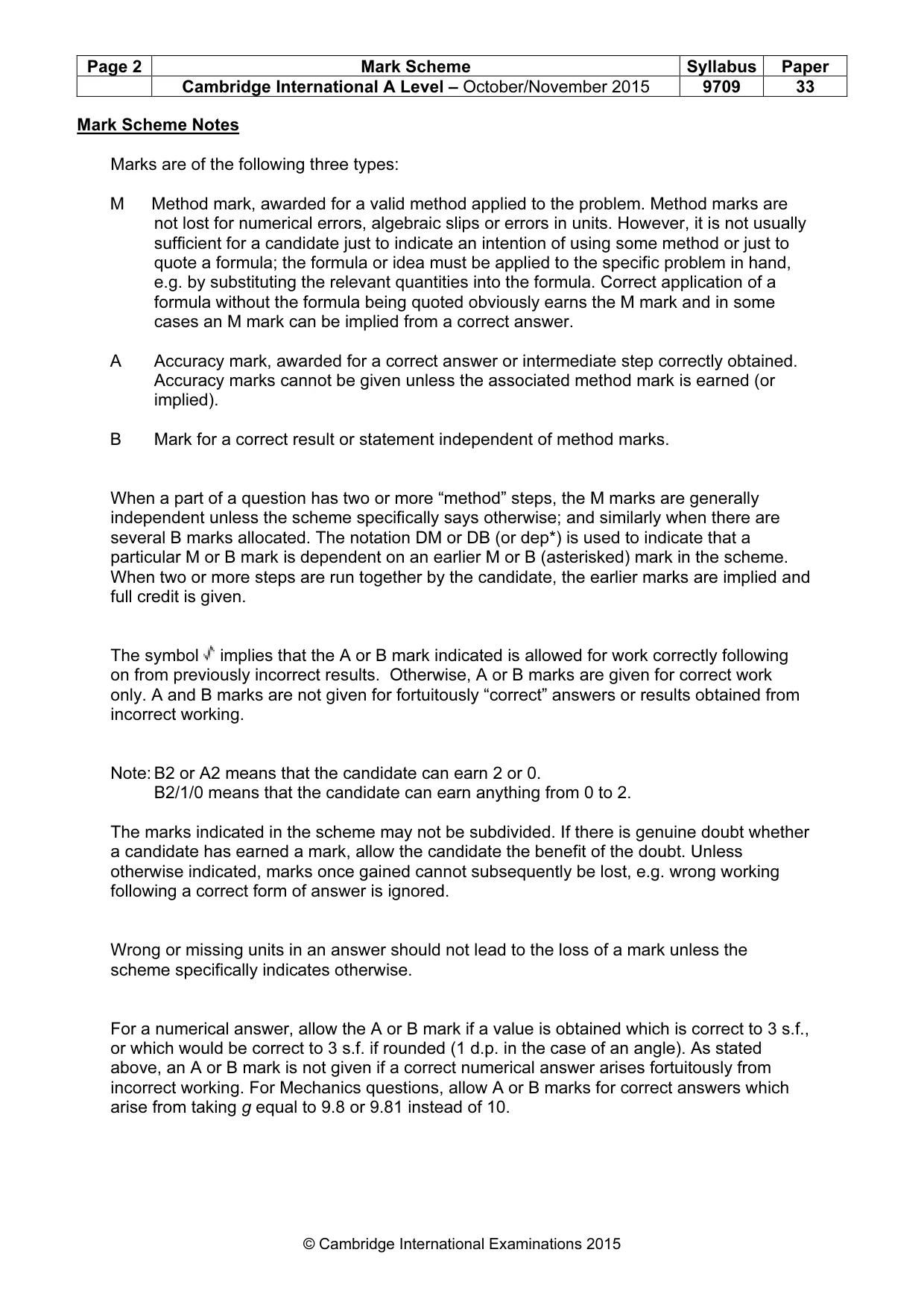 Mark scheme, page 2 of 8