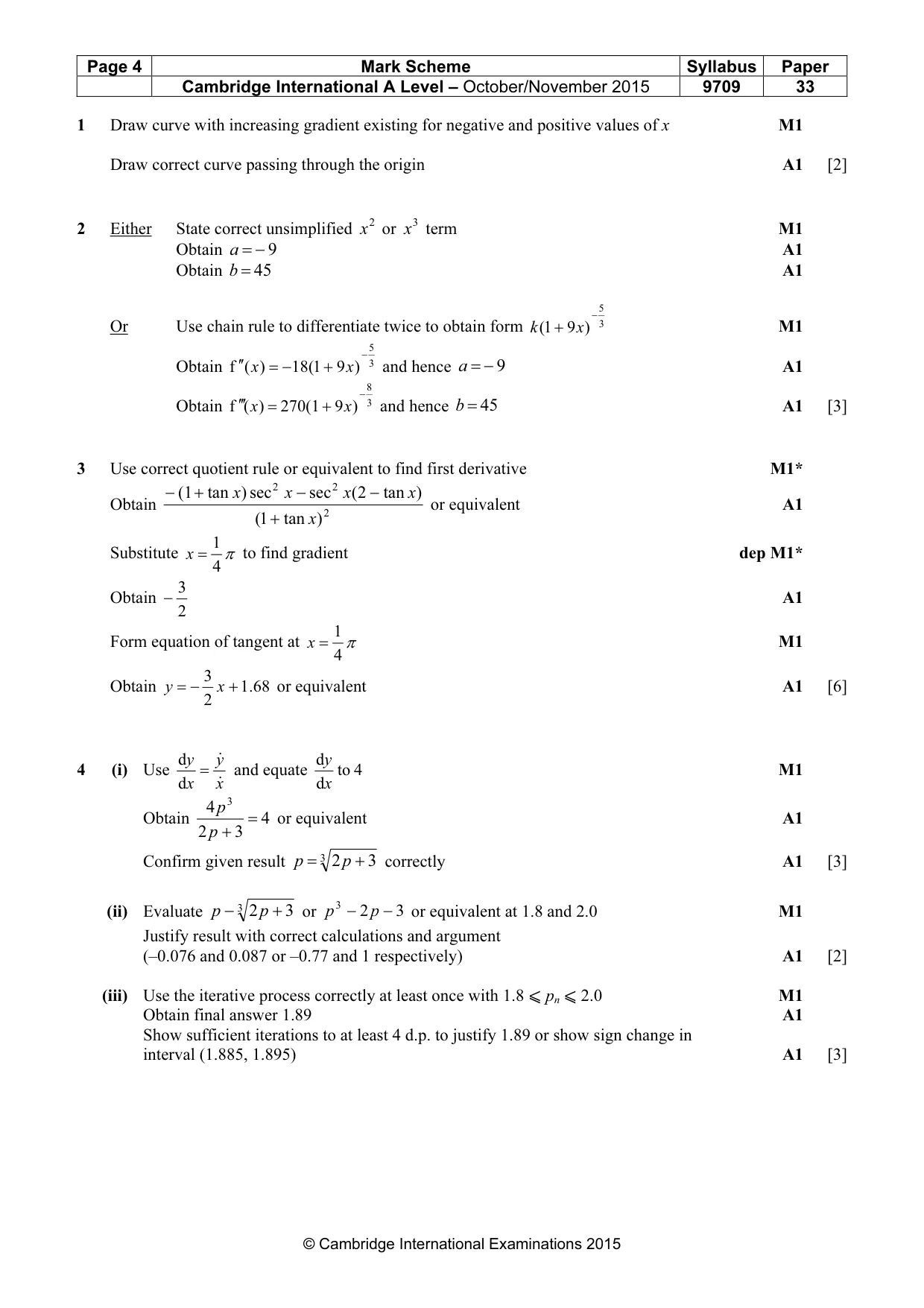 Mark scheme, page 4 of 8
