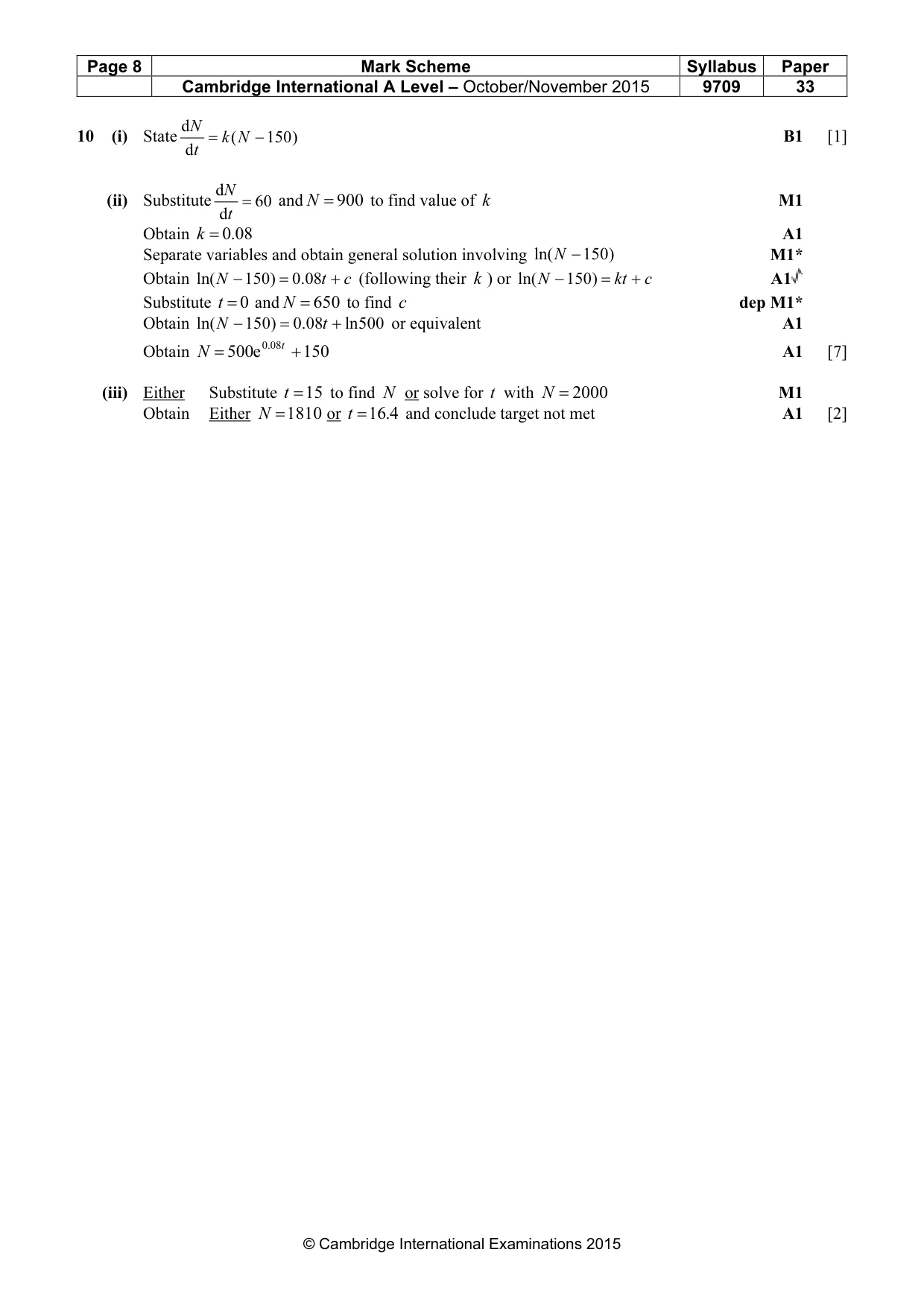 Mark scheme, page 8 of 8