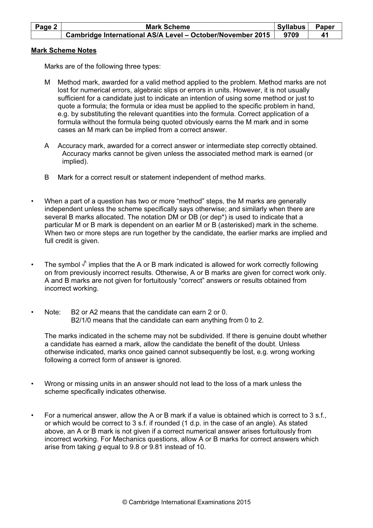 Mark scheme, page 2 of 7