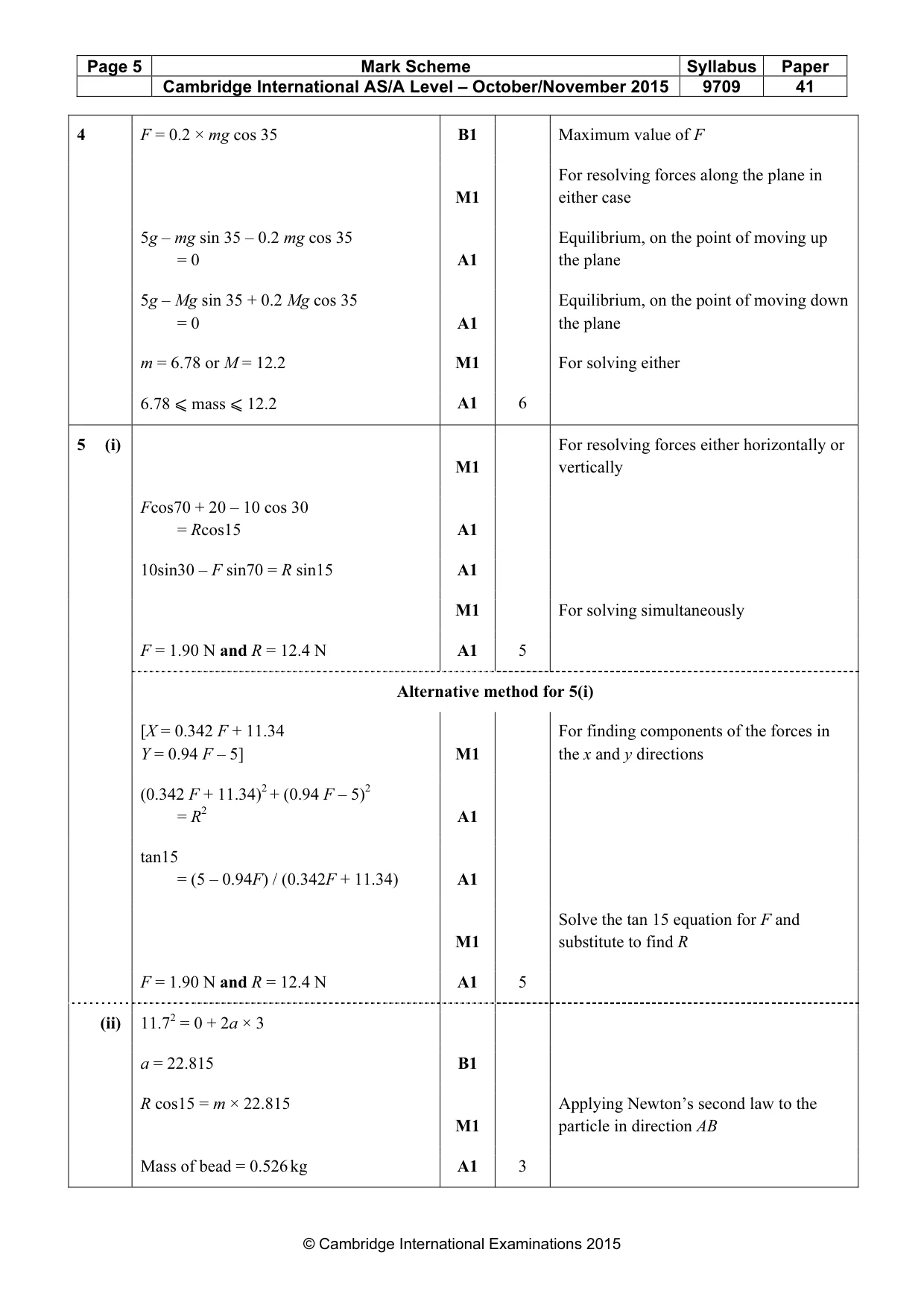 Mark scheme, page 5 of 7