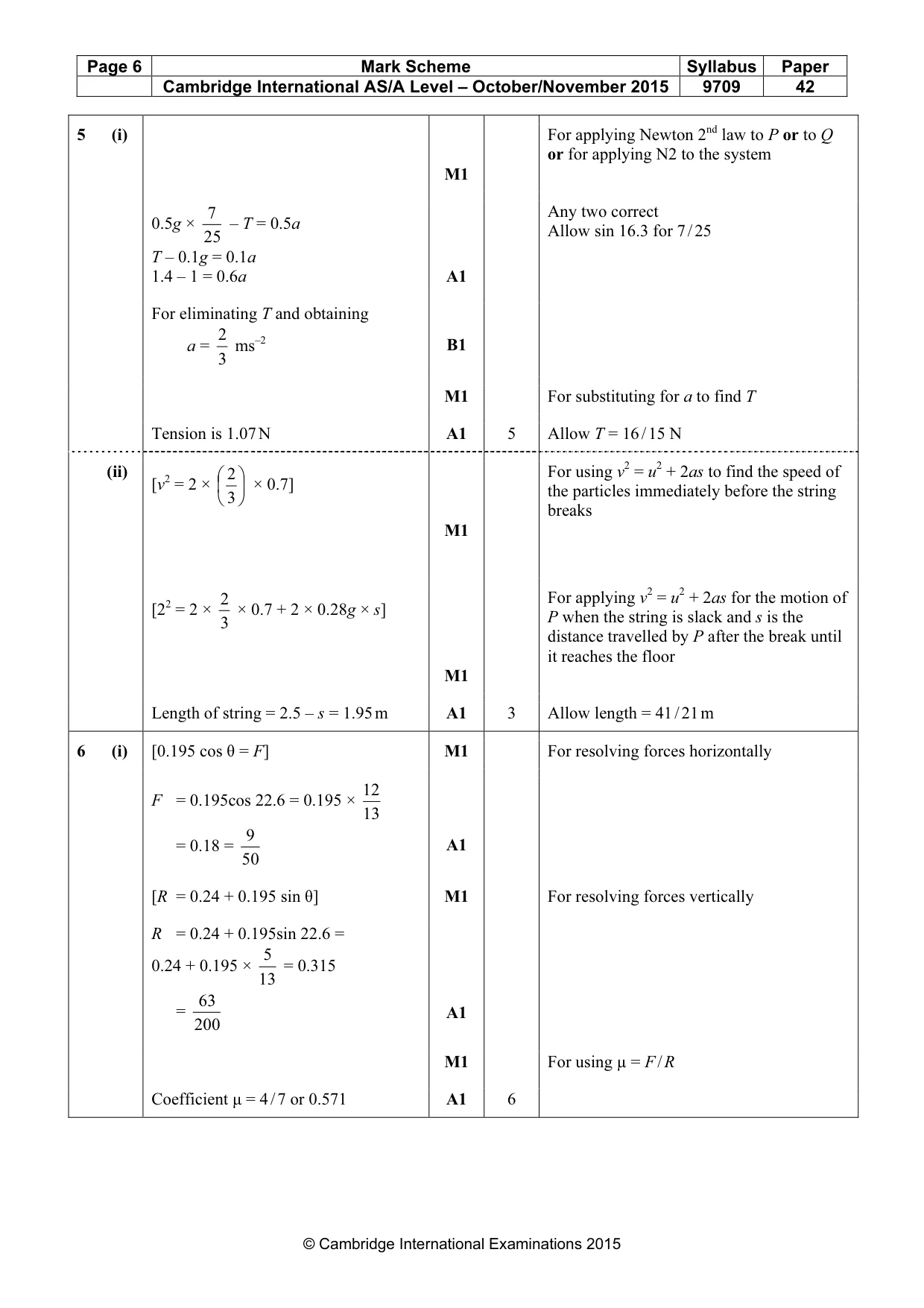 Mark scheme, page 6 of 7