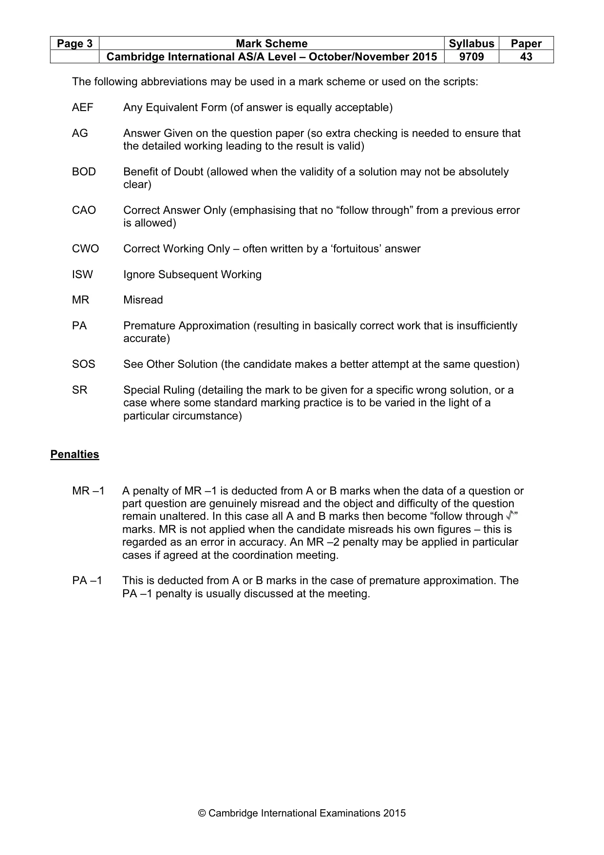 Mark scheme, page 3 of 6
