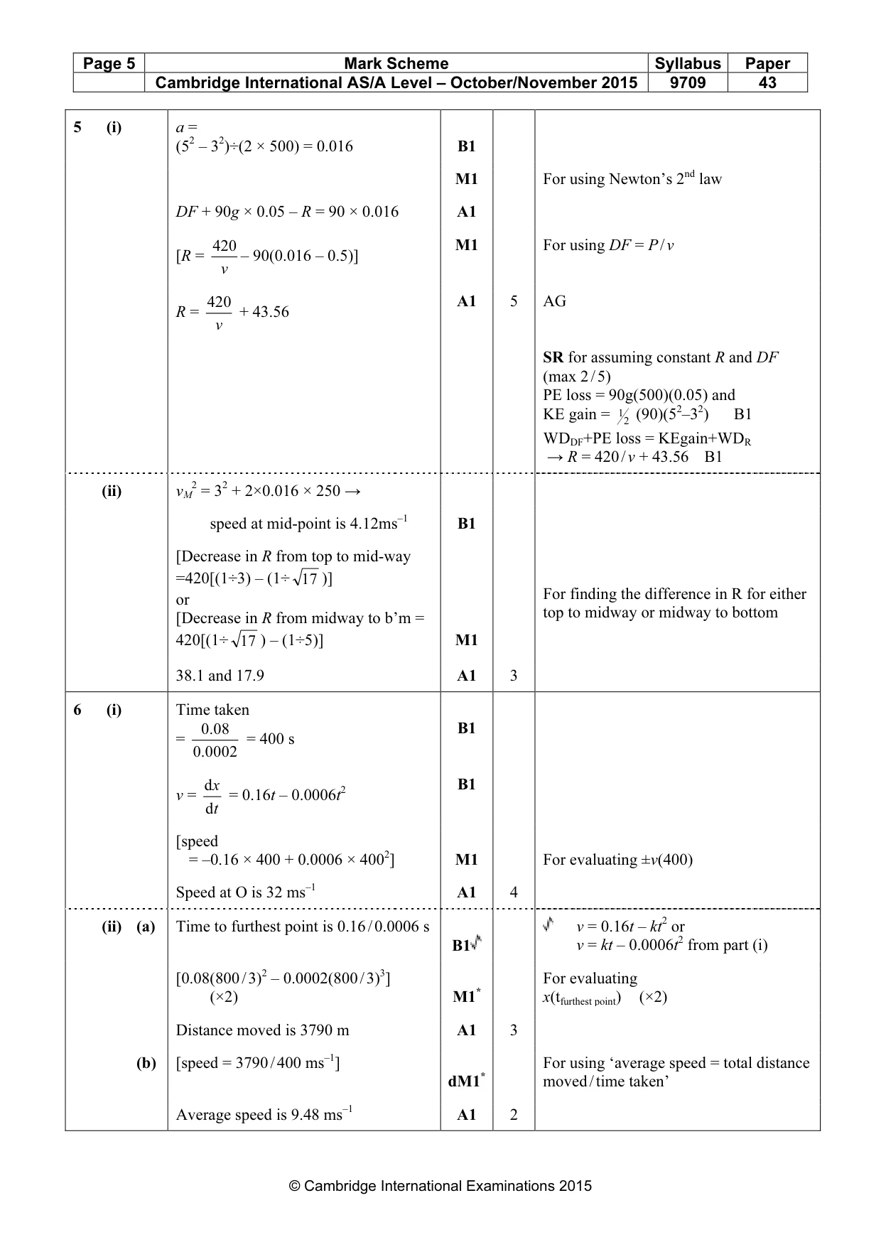 Mark scheme, page 5 of 6