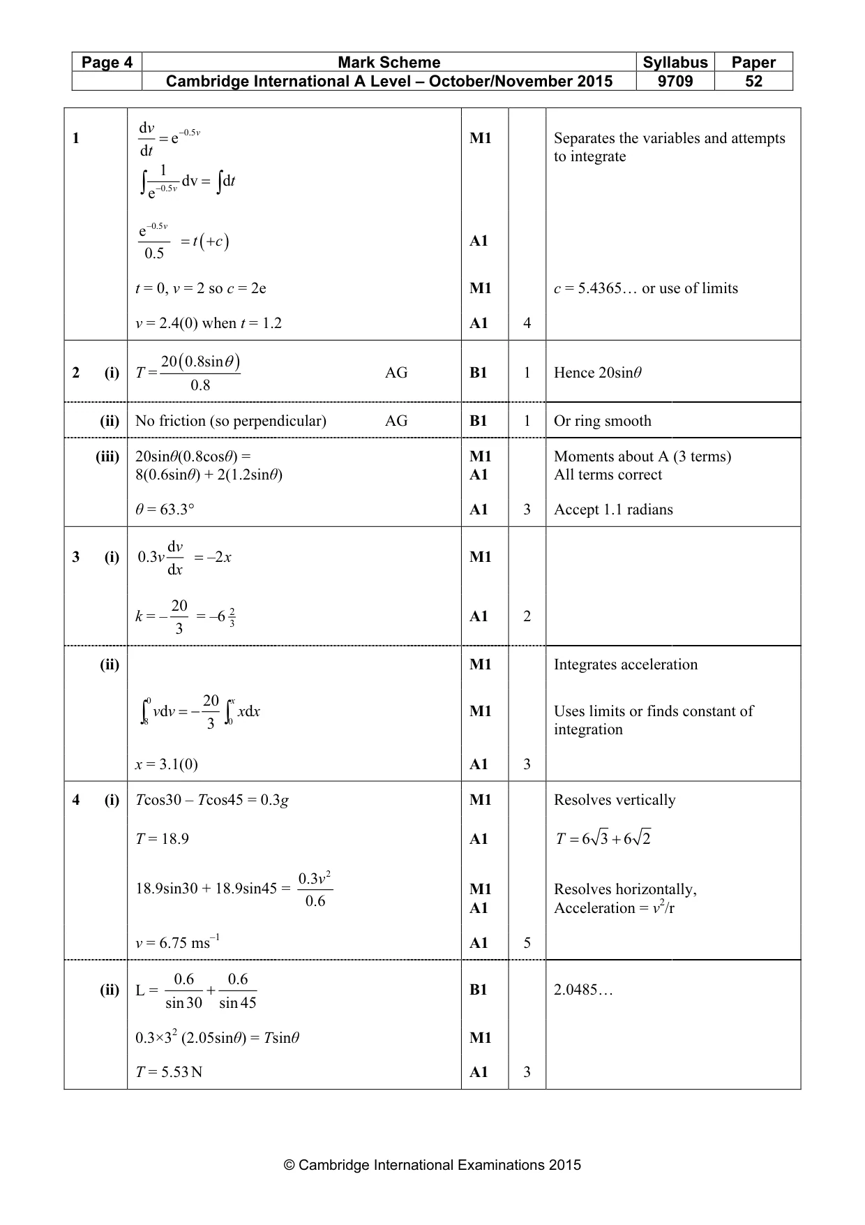 Mark scheme, page 4 of 6