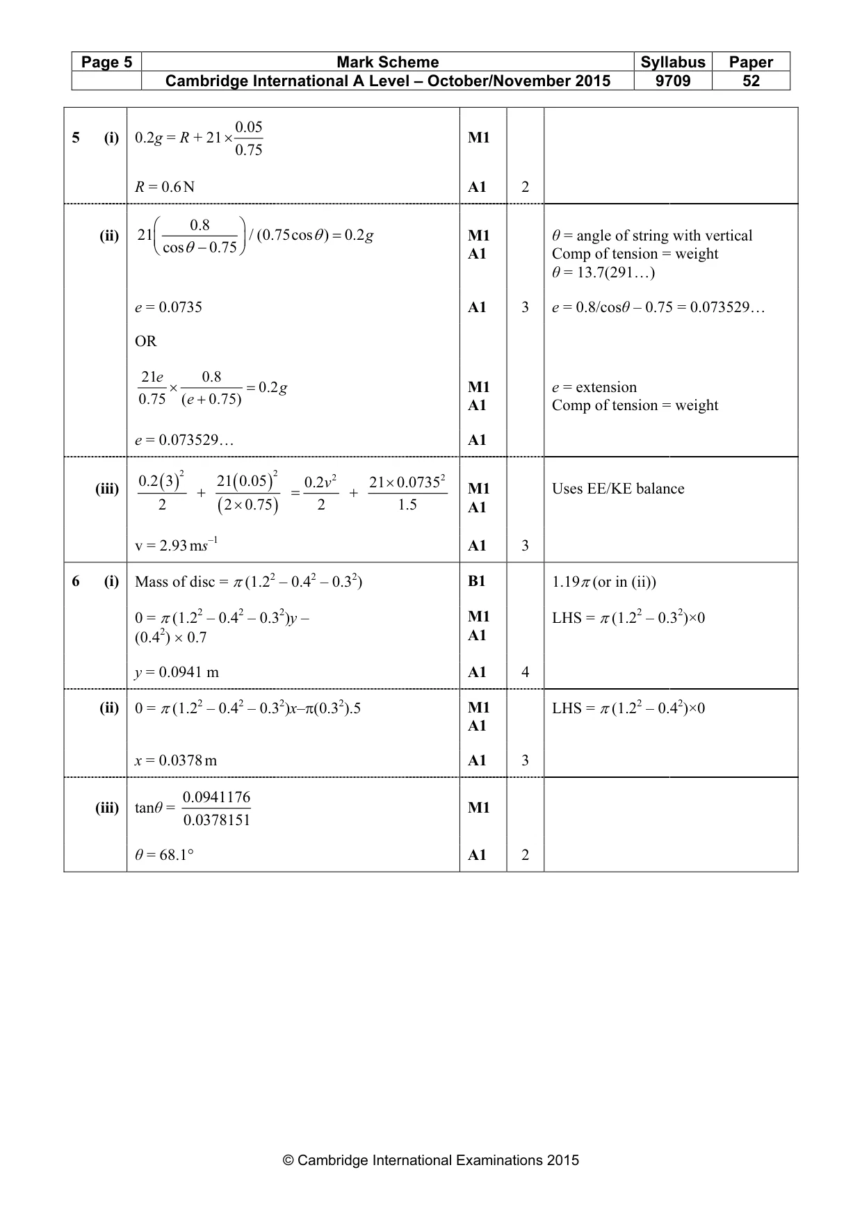 Mark scheme, page 5 of 6