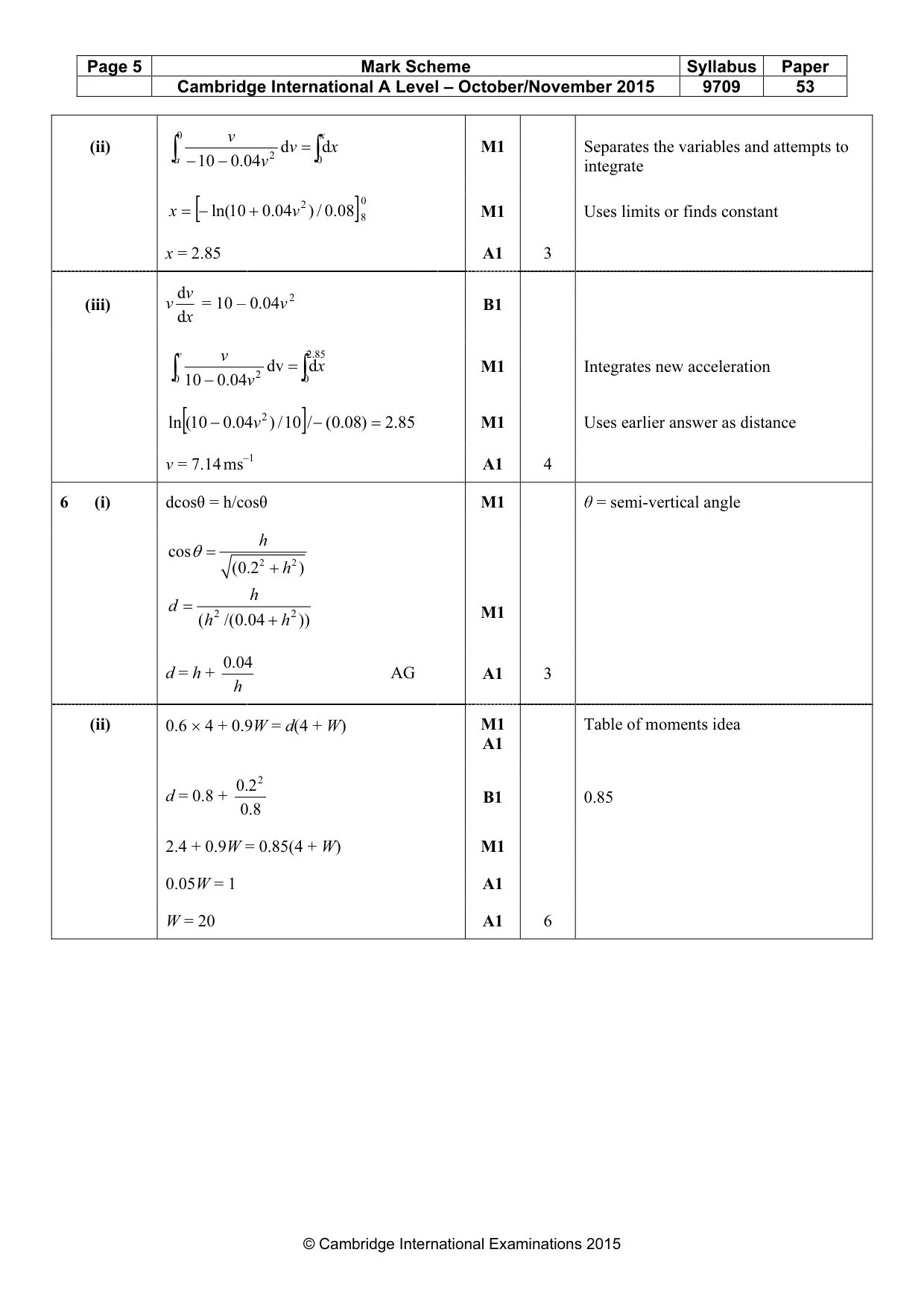 Mark scheme, page 5 of 6