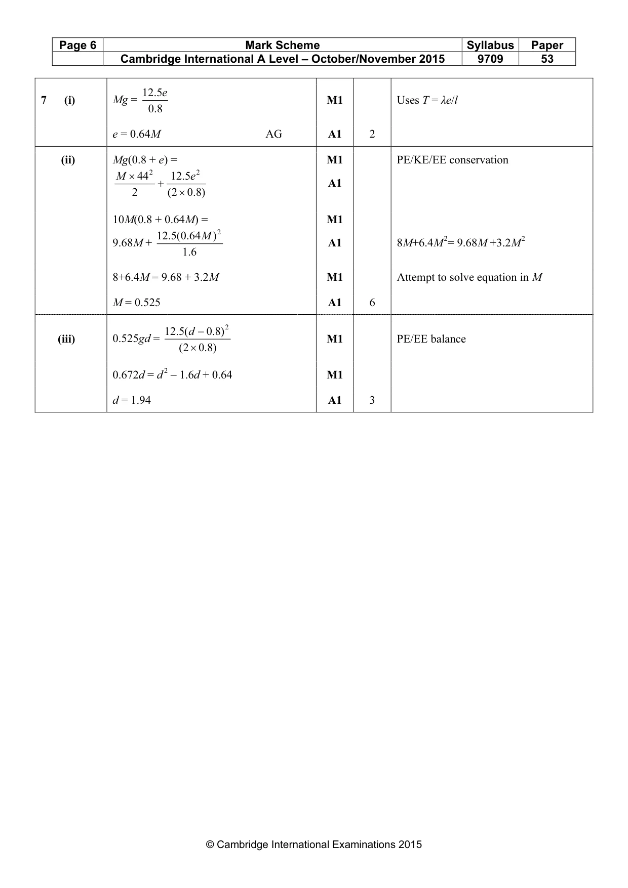 Mark scheme, page 6 of 6