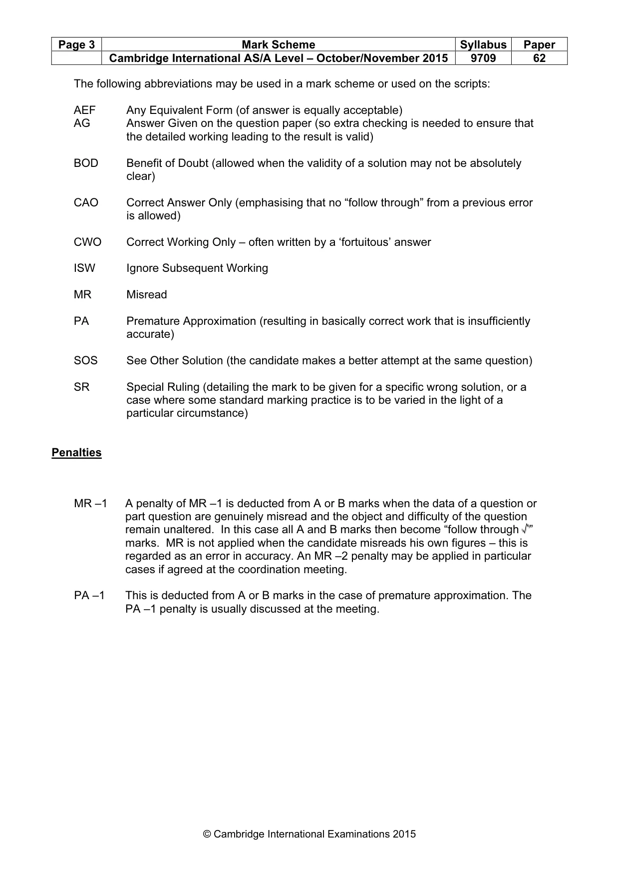 Mark scheme, page 3 of 6