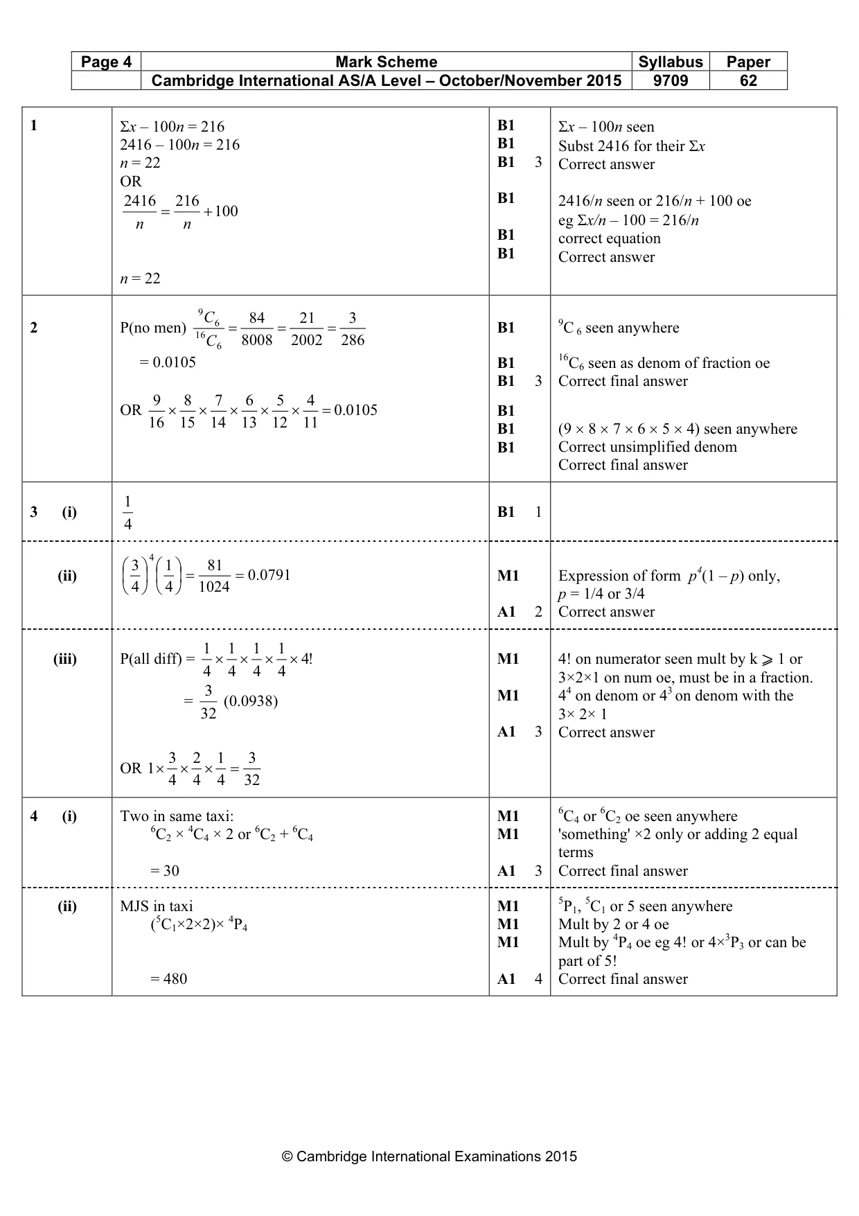 Mark scheme, page 4 of 6