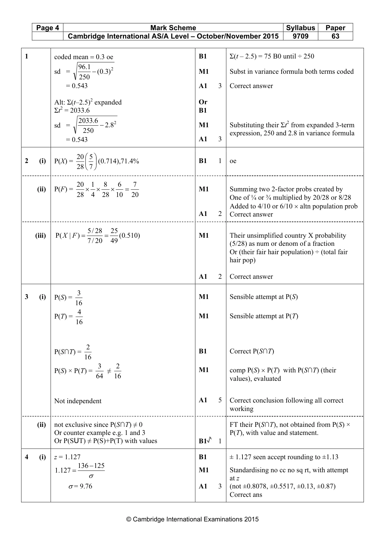 Mark scheme, page 4 of 6