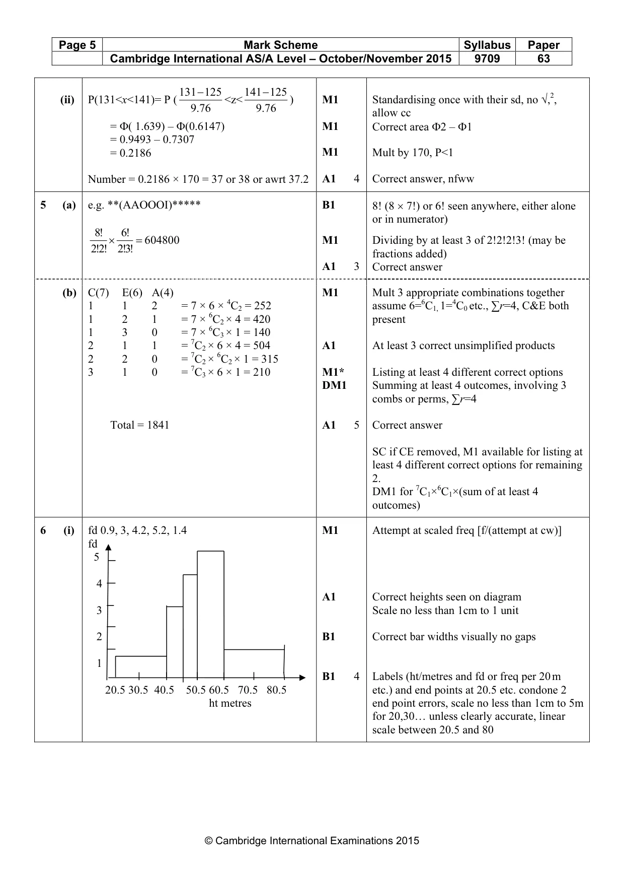Mark scheme, page 5 of 6