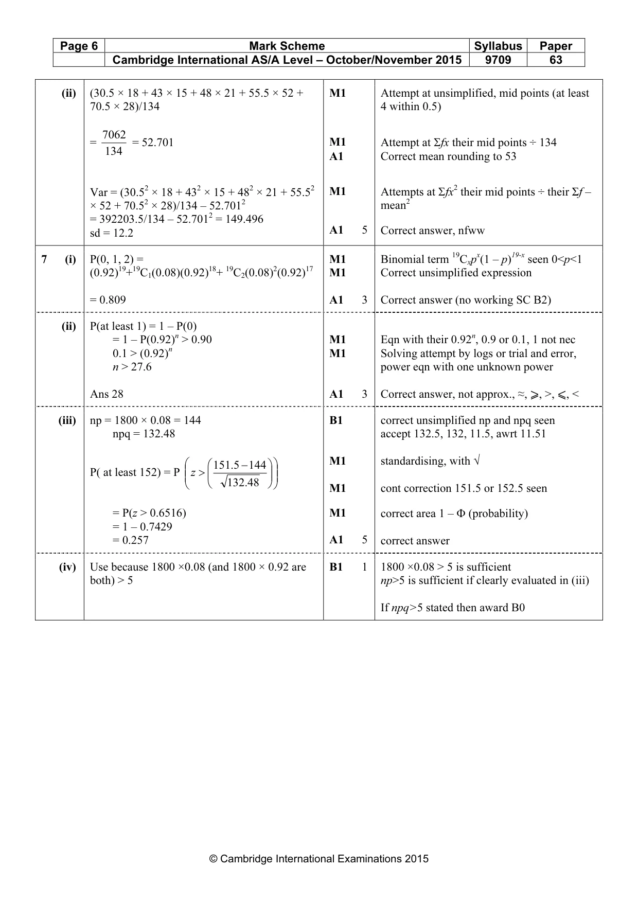 Mark scheme, page 6 of 6