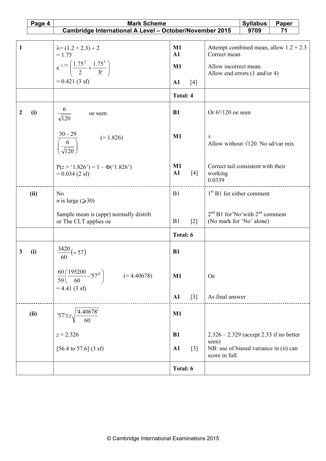 Mark scheme, page 4 of 7