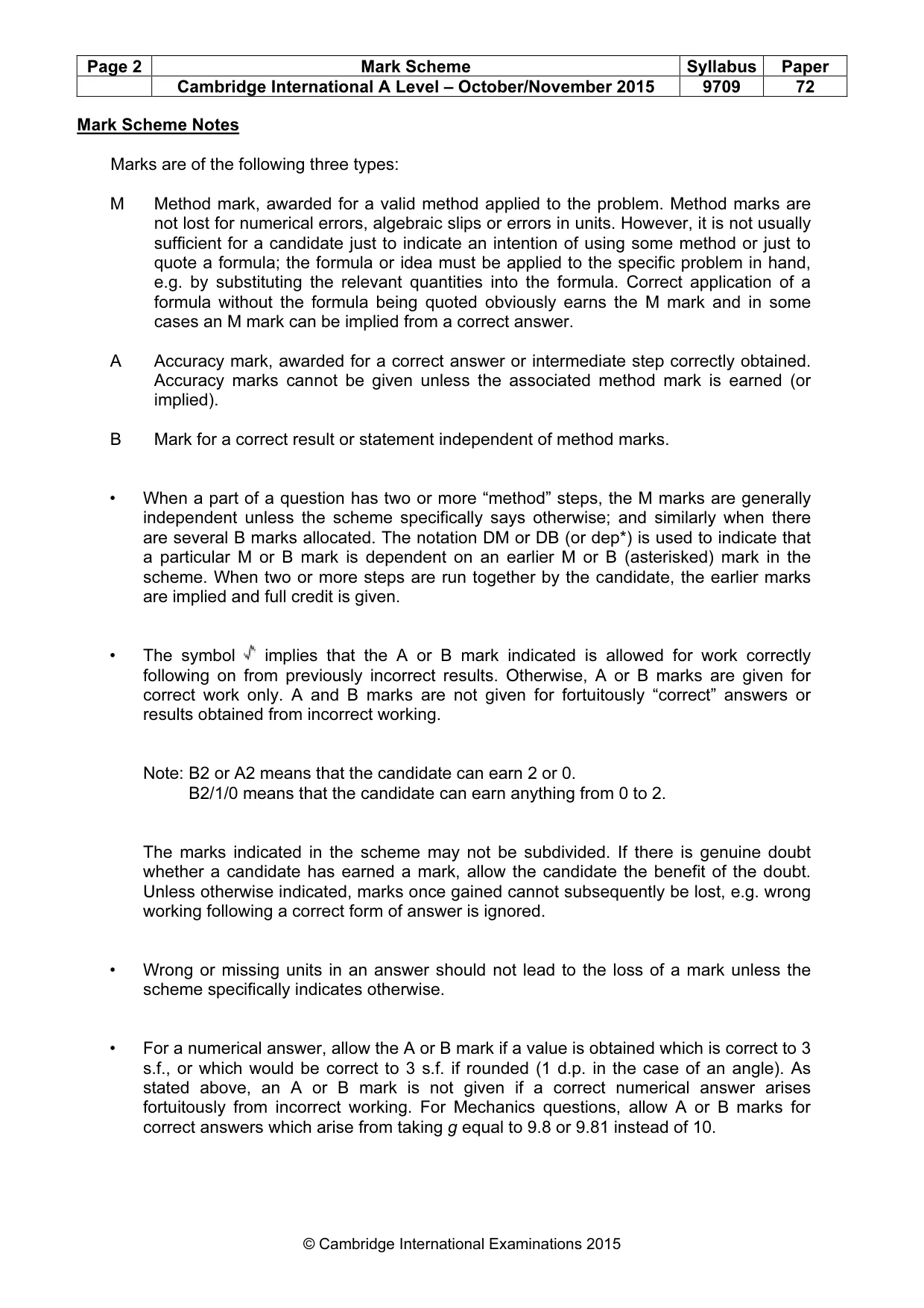 Mark scheme, page 2 of 7