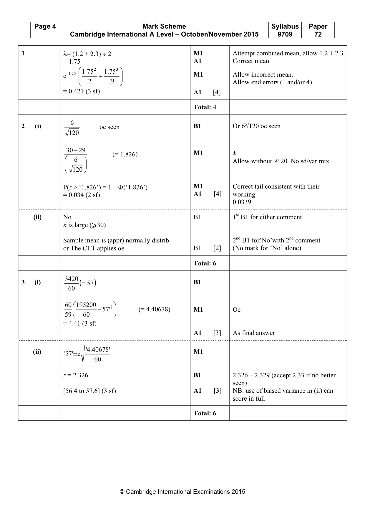 Mark scheme, page 4 of 7