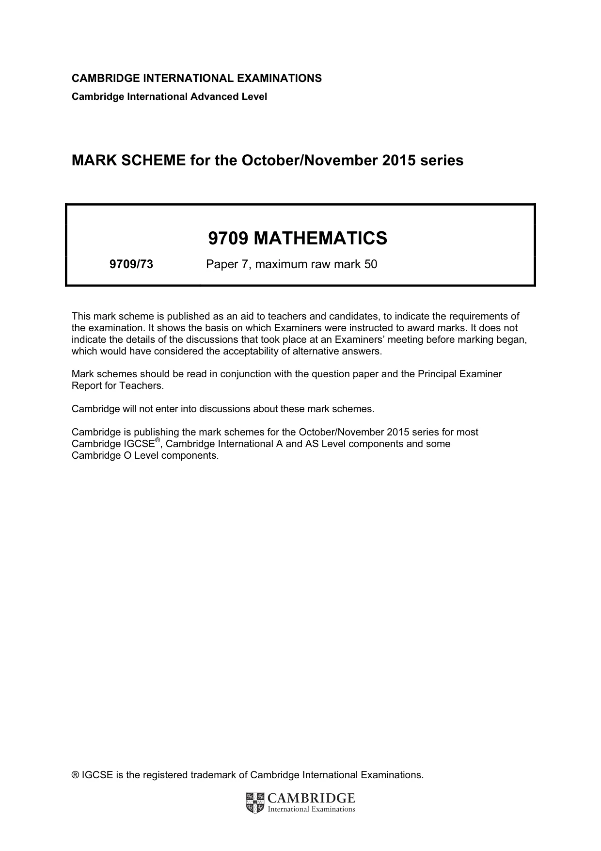 Mark scheme, page 1 of 7