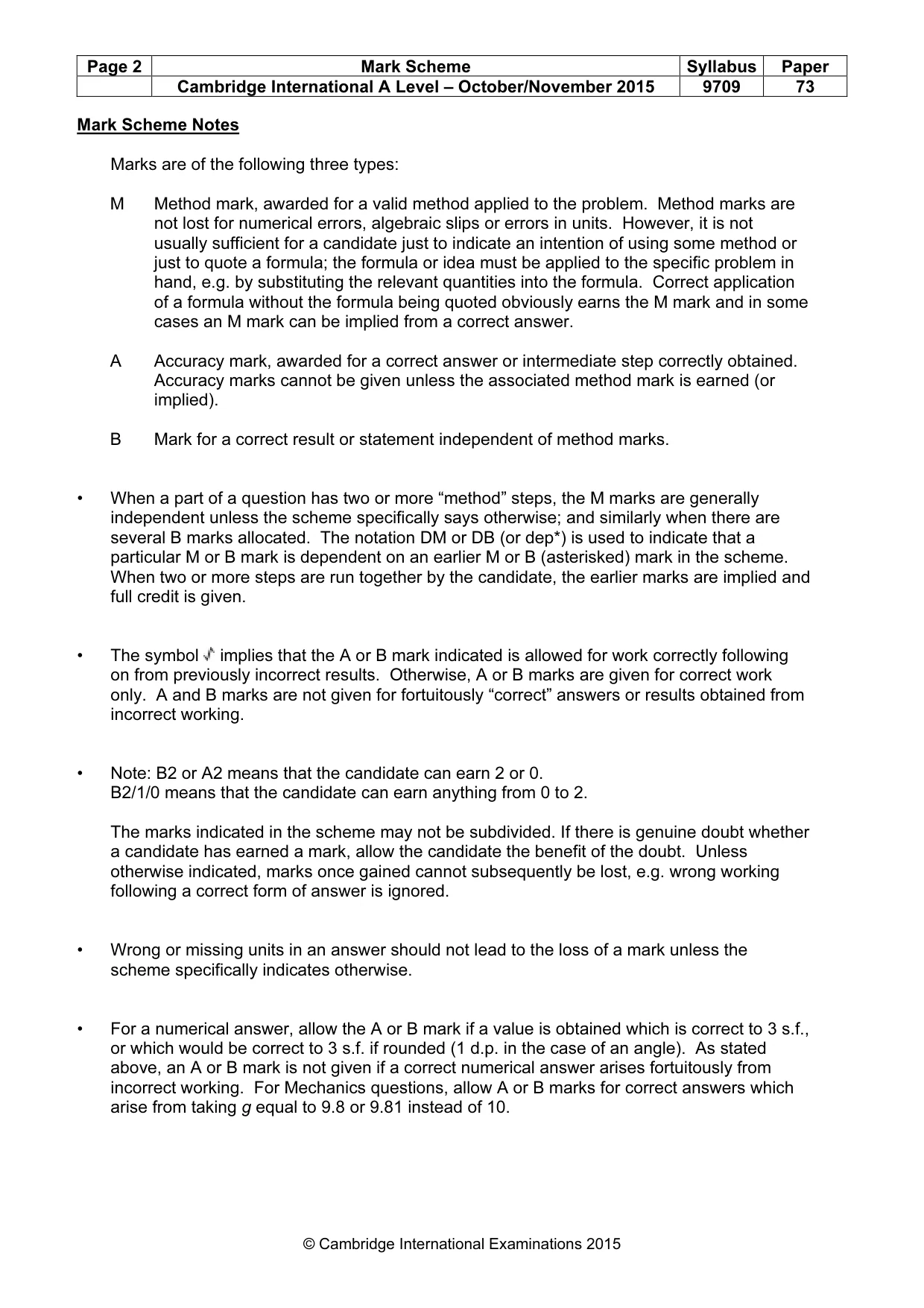 Mark scheme, page 2 of 7