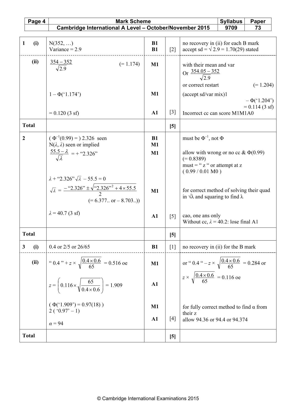 Mark scheme, page 4 of 7