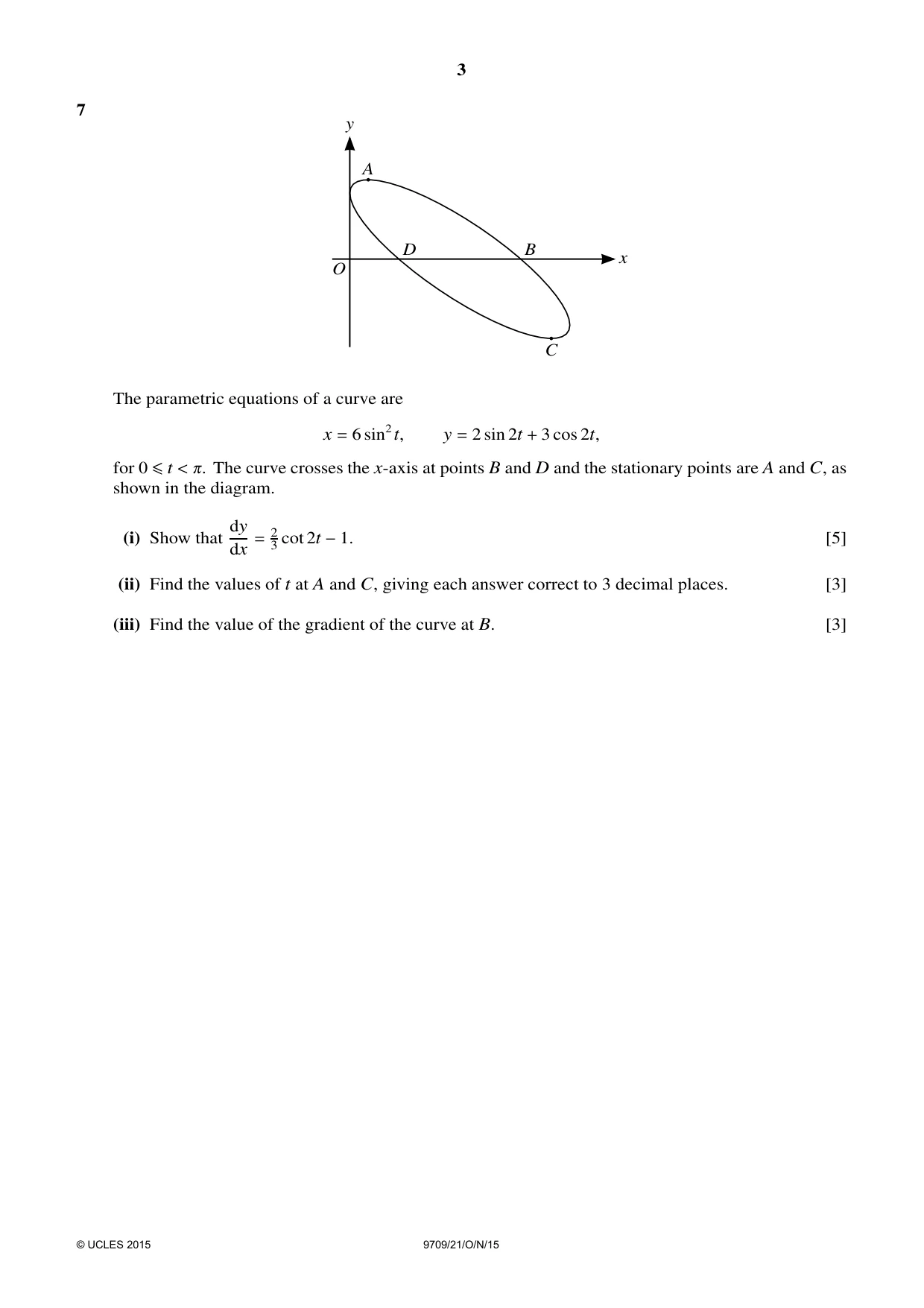 Cambridge A Level Mathematics 9709 2015 Oct/Nov Paper 2 · Variant 1 question paper, page 3 of 4