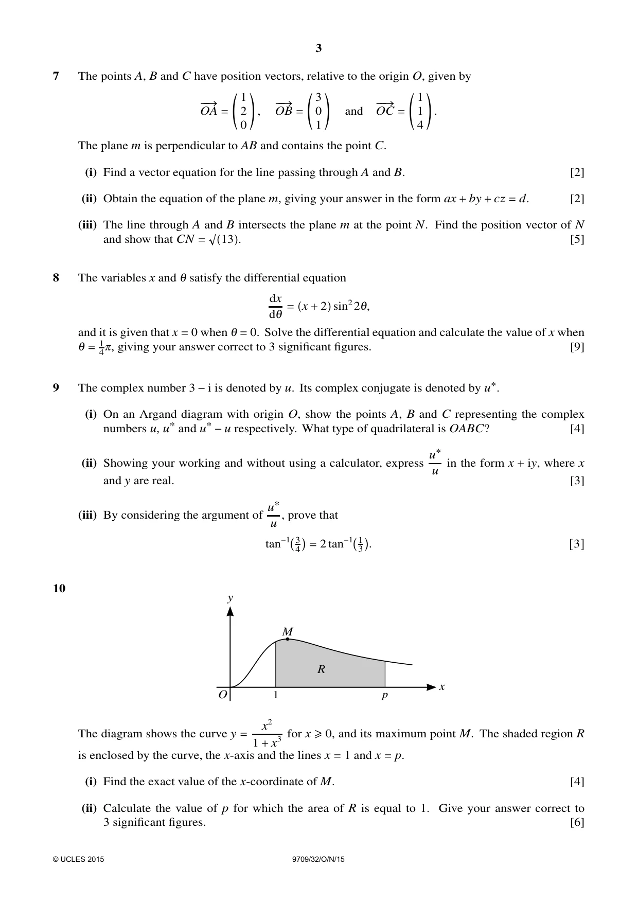 Cambridge A Level Mathematics 9709 2015 Oct/Nov Paper 3 · Variant 2 question paper, page 3 of 4