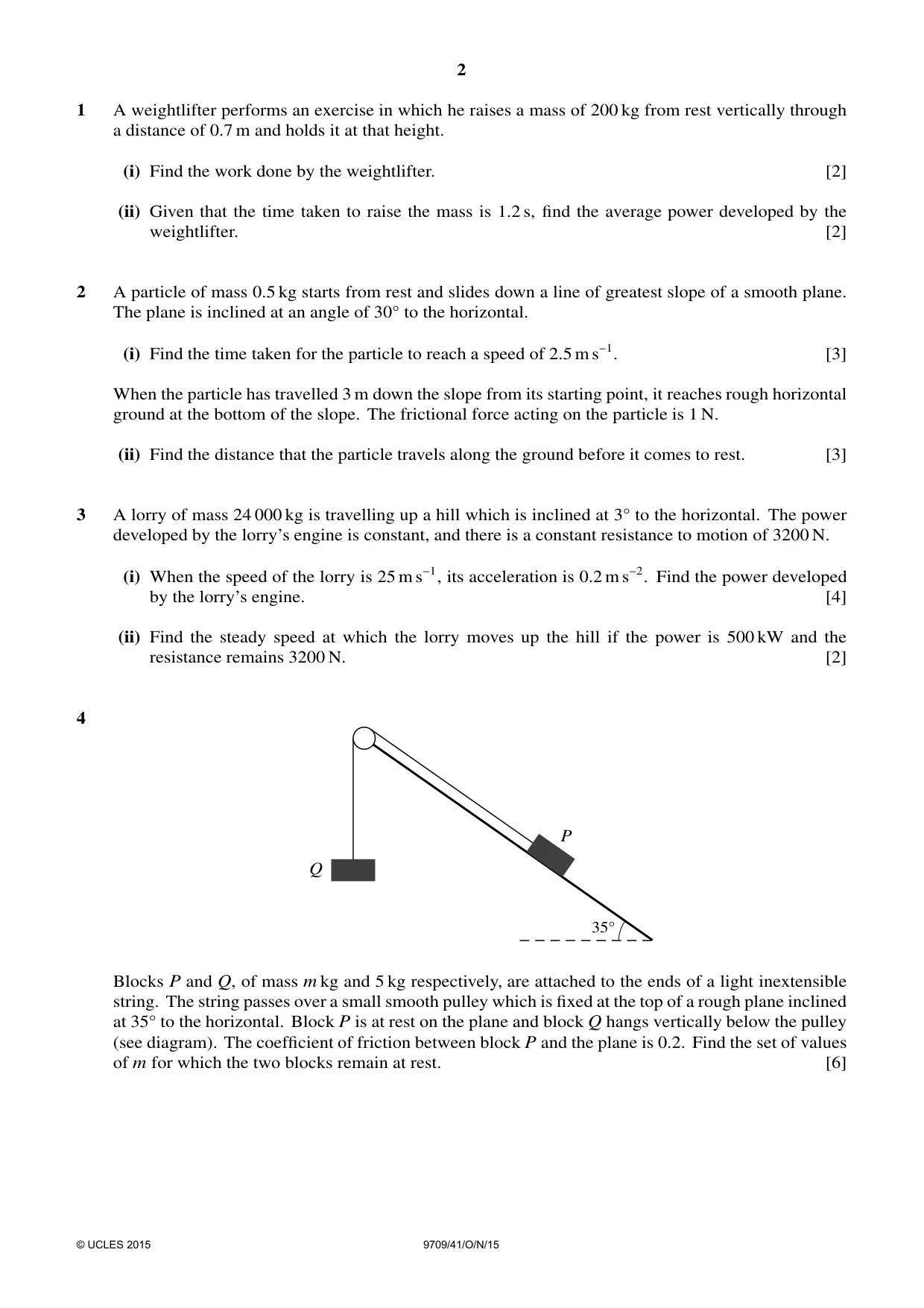 Cambridge A Level Mathematics 9709 2015 Oct/Nov Paper 4 · Variant 1 question paper, page 2 of 4