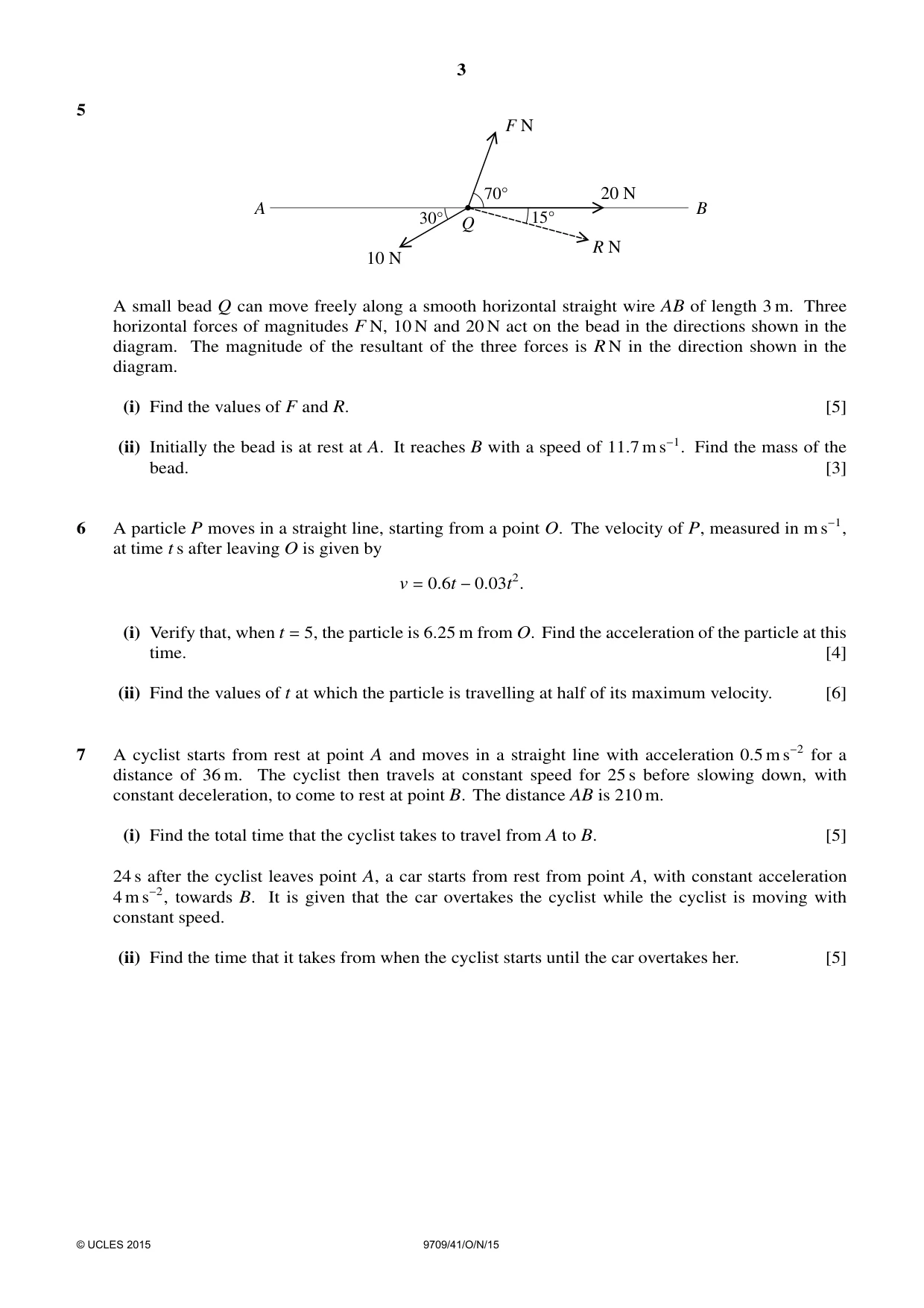 Cambridge A Level Mathematics 9709 2015 Oct/Nov Paper 4 · Variant 1 question paper, page 3 of 4