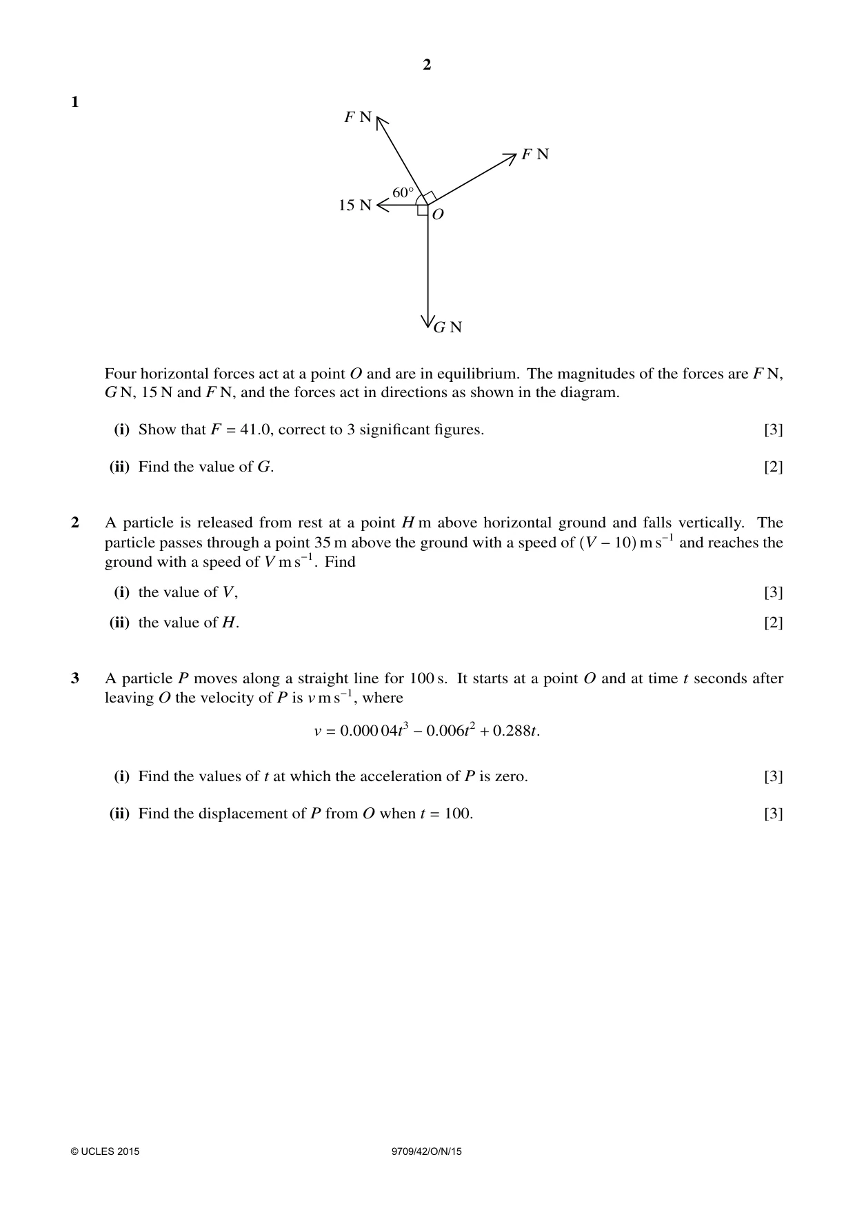 Cambridge A Level Mathematics 9709 2015 Oct/Nov Paper 4 · Variant 2 question paper, page 2 of 4