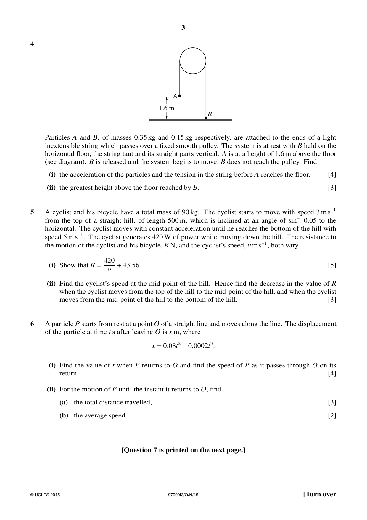 Cambridge A Level Mathematics 9709 2015 Oct/Nov Paper 4 · Variant 3 question paper, page 3 of 4