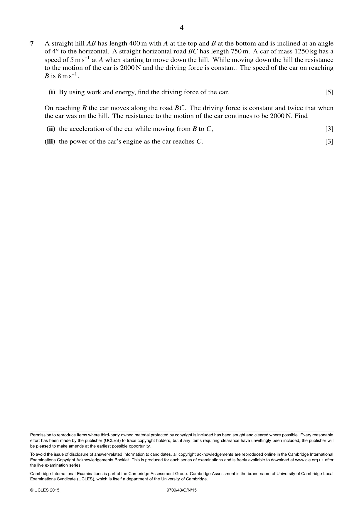 Cambridge A Level Mathematics 9709 2015 Oct/Nov Paper 4 · Variant 3 question paper, page 4 of 4