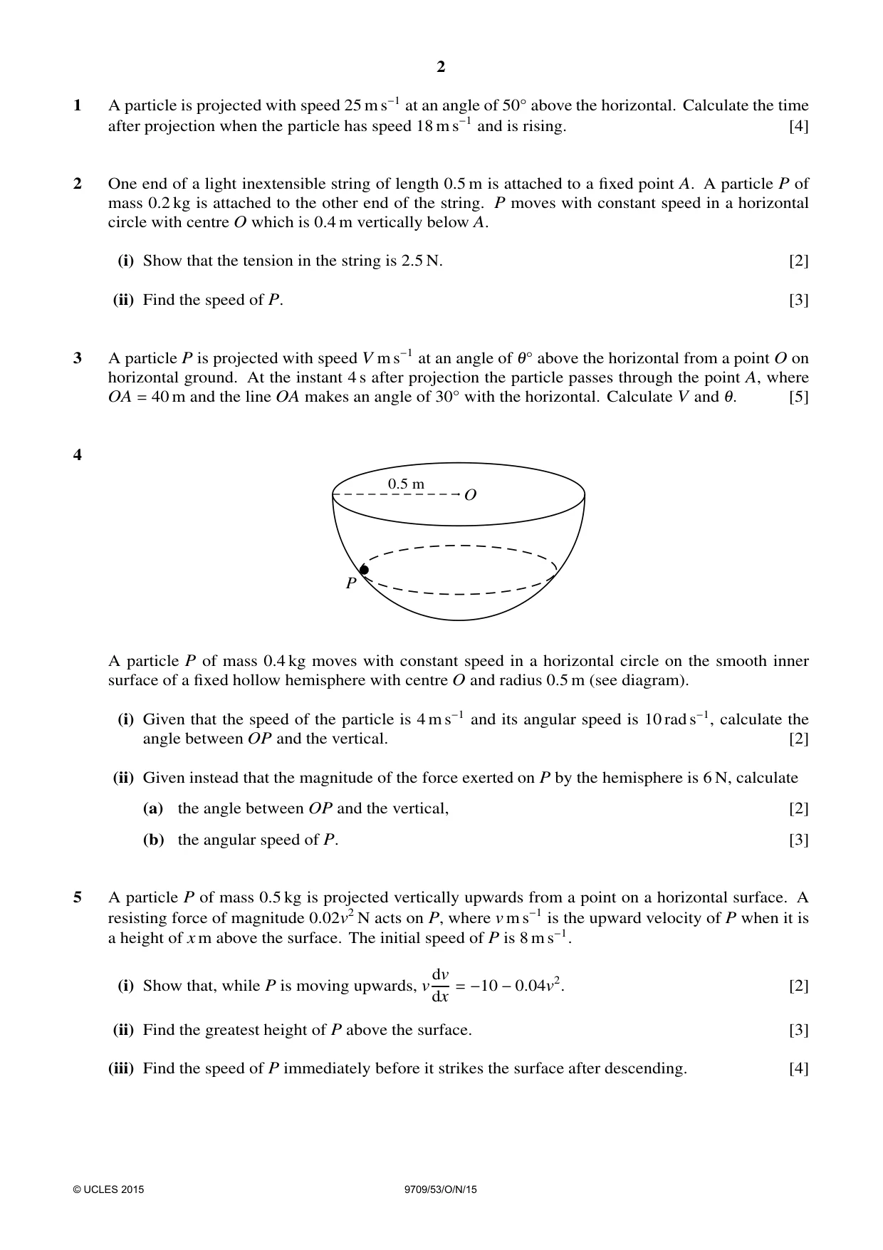 Cambridge A Level Mathematics 9709 2015 Oct/Nov Paper 5 · Variant 3 question paper, page 2 of 4