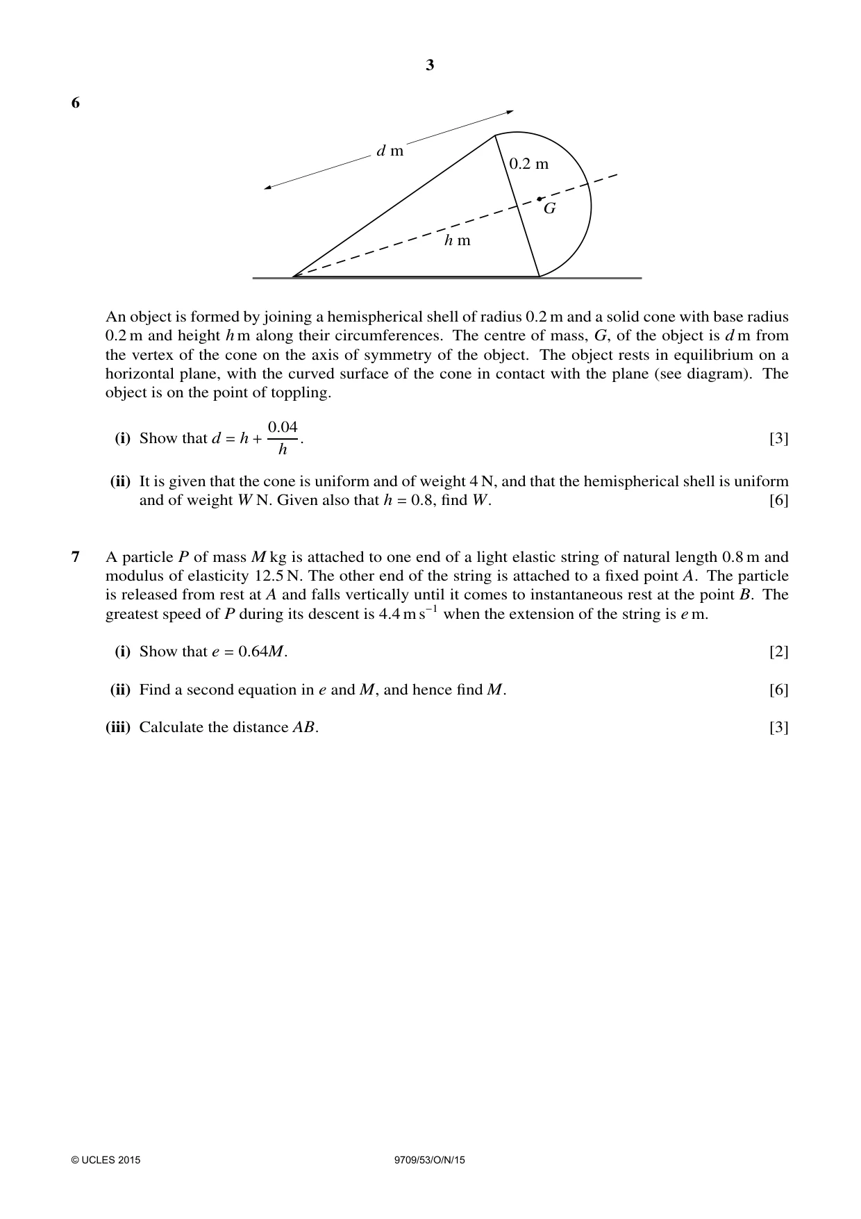 Cambridge A Level Mathematics 9709 2015 Oct/Nov Paper 5 · Variant 3 question paper, page 3 of 4