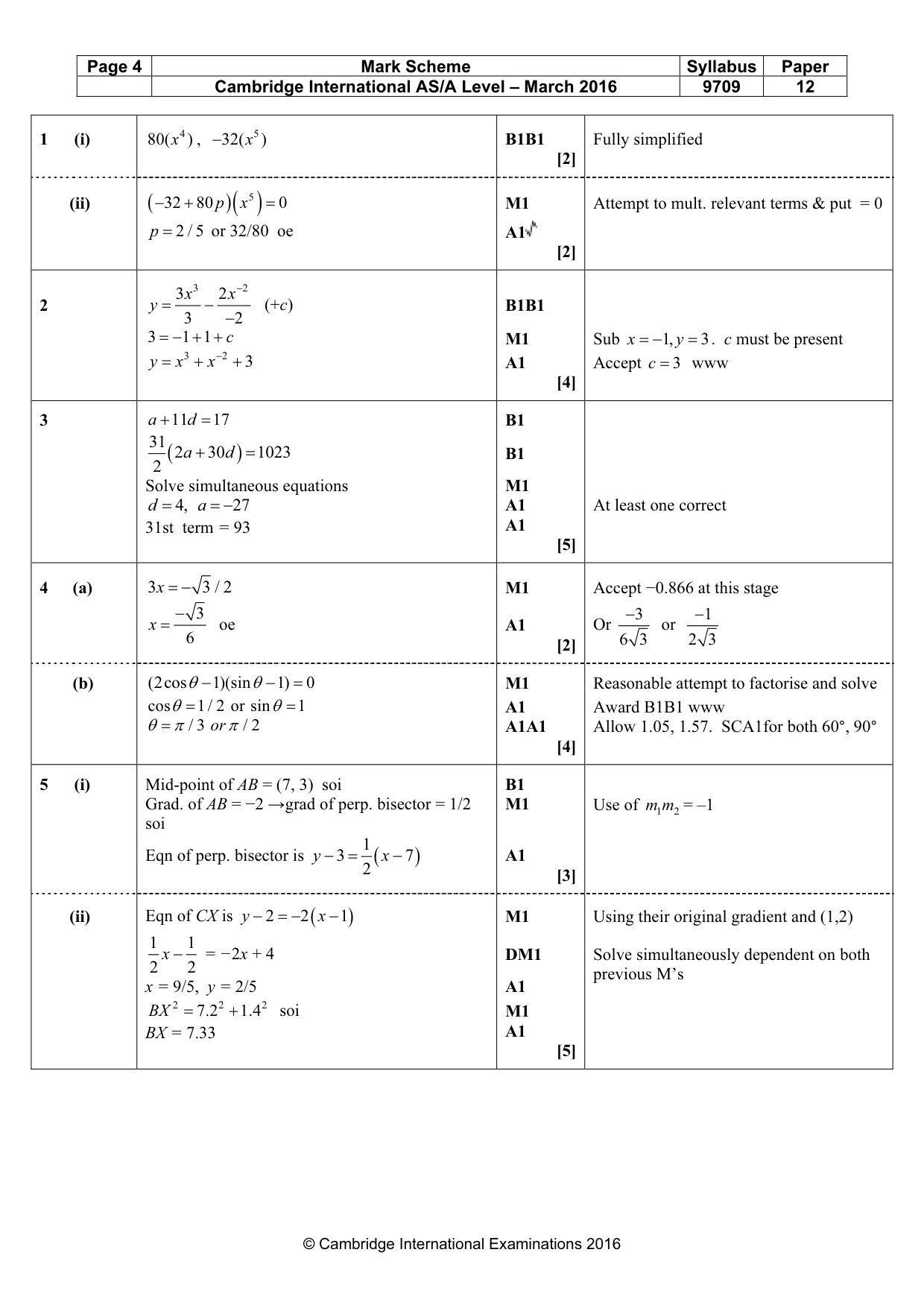 Mark scheme, page 4 of 6