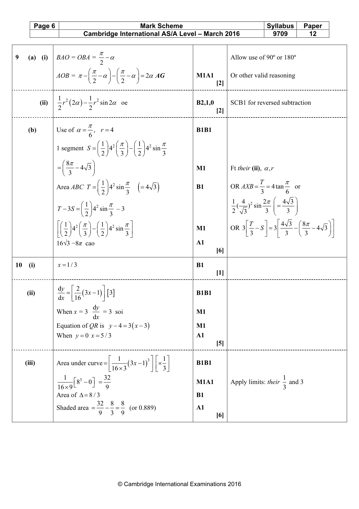Mark scheme, page 6 of 6