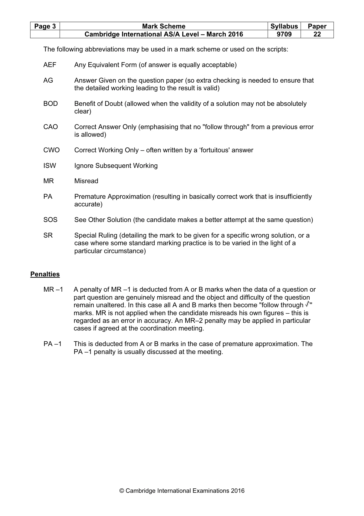 Mark scheme, page 3 of 5