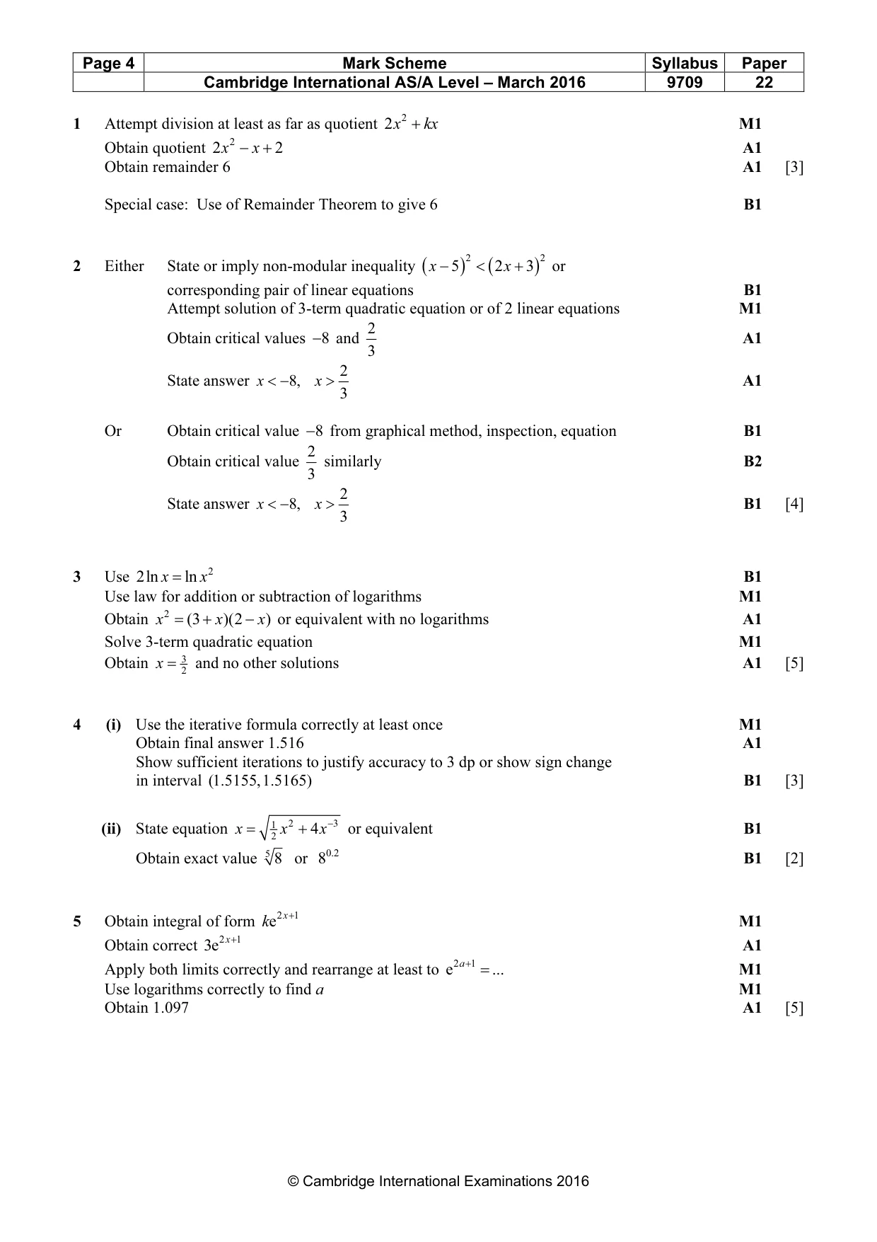 Mark scheme, page 4 of 5