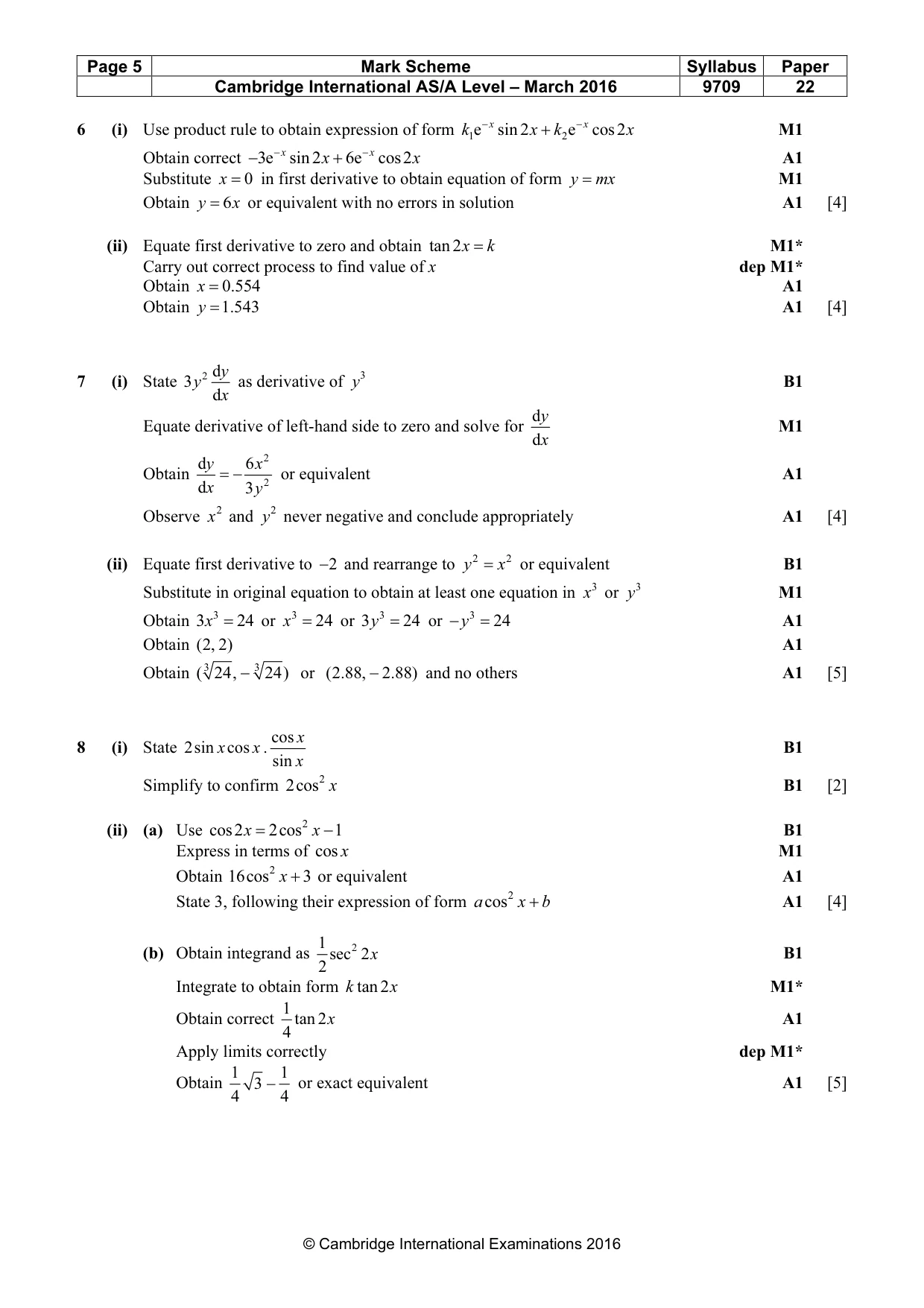 Mark scheme, page 5 of 5