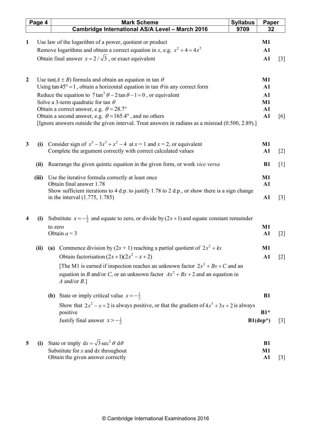 Mark scheme, page 4 of 7