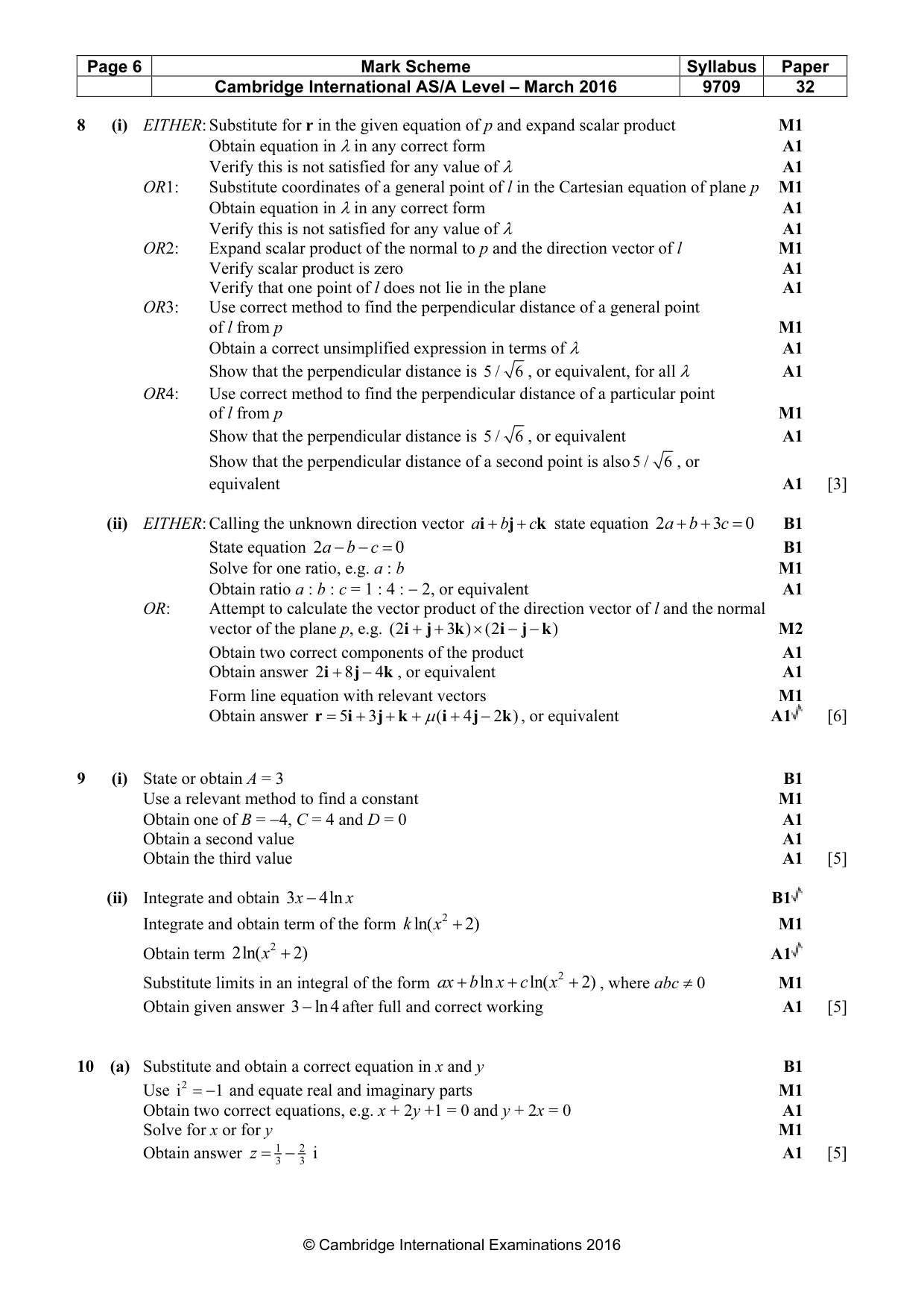 Mark scheme, page 6 of 7