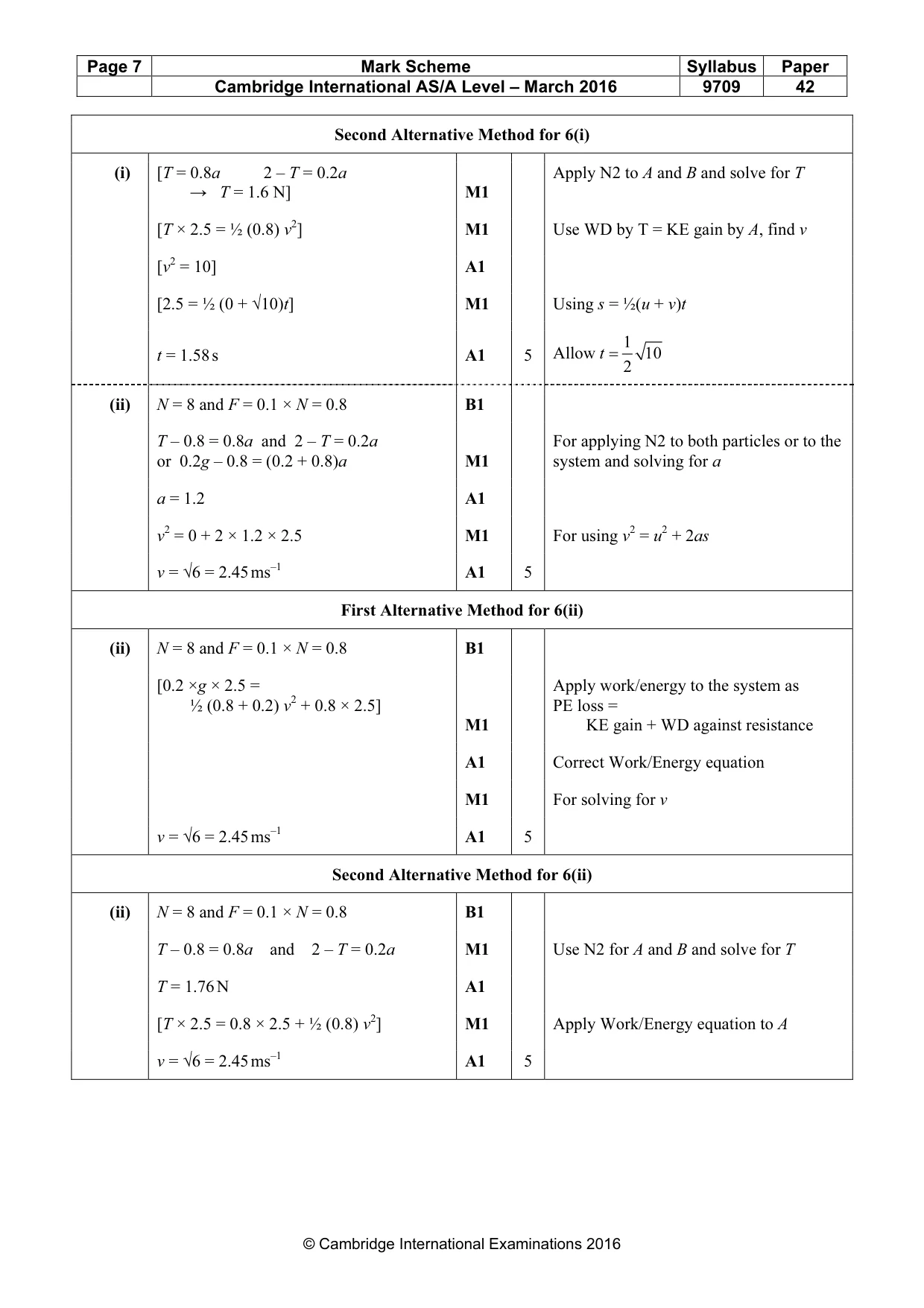 Mark scheme, page 7 of 8