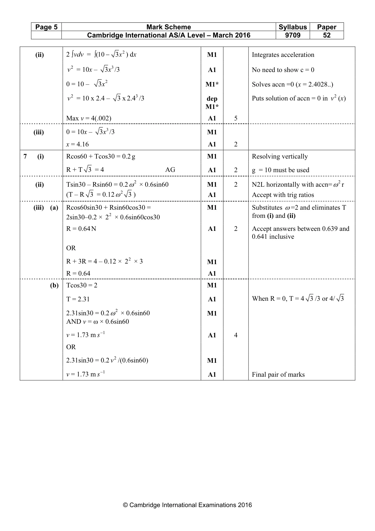 Mark scheme, page 5 of 5