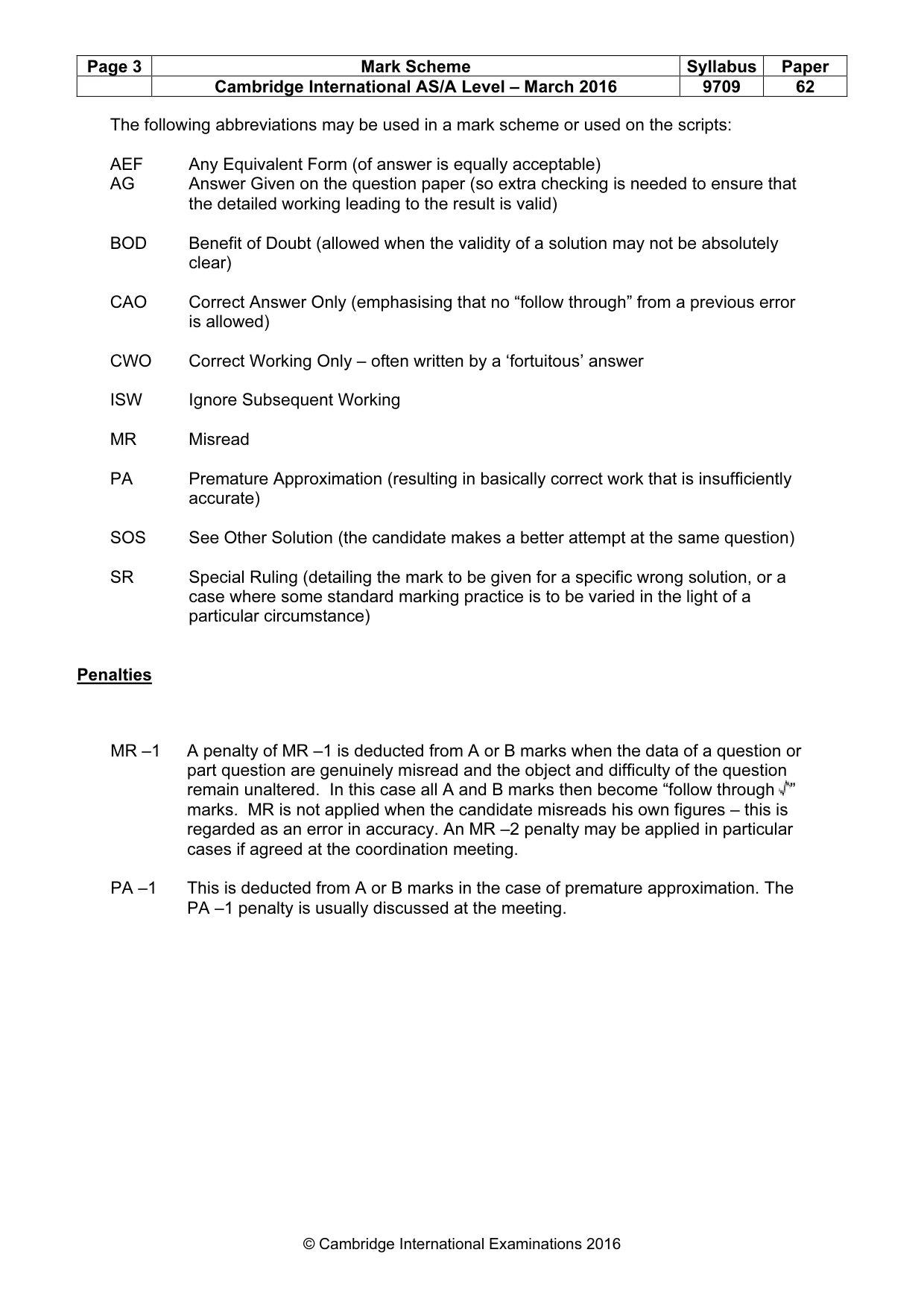 Mark scheme, page 3 of 6