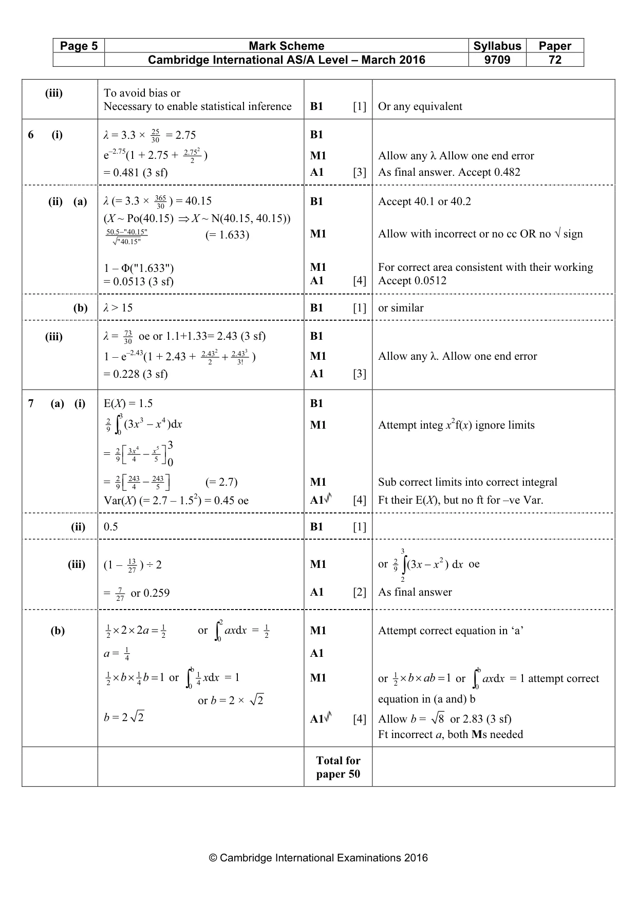 Mark scheme, page 5 of 5