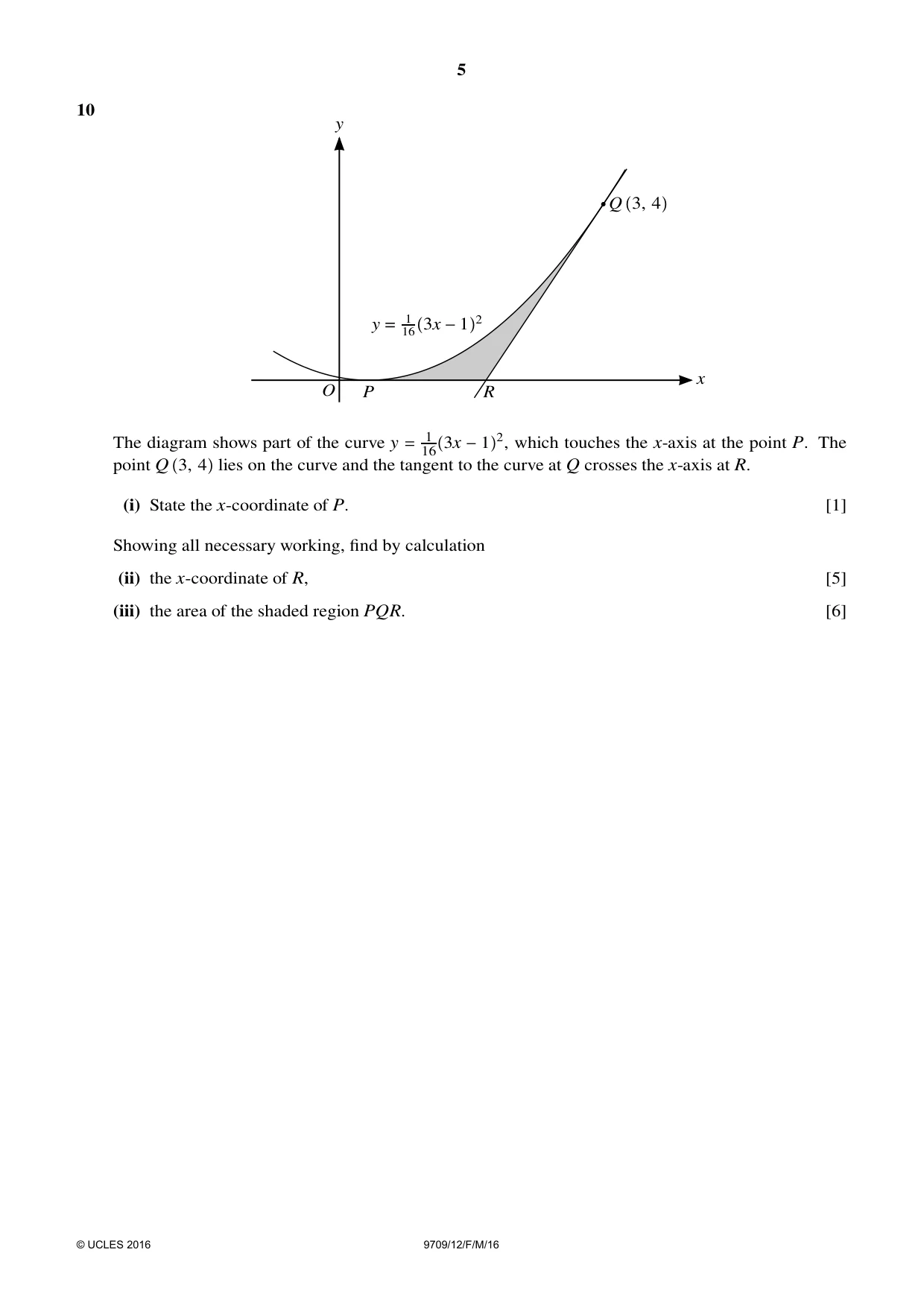 Cambridge A Level Mathematics 9709 2016 Feb/March Paper 1 · Variant 2 question paper, page 5 of 8